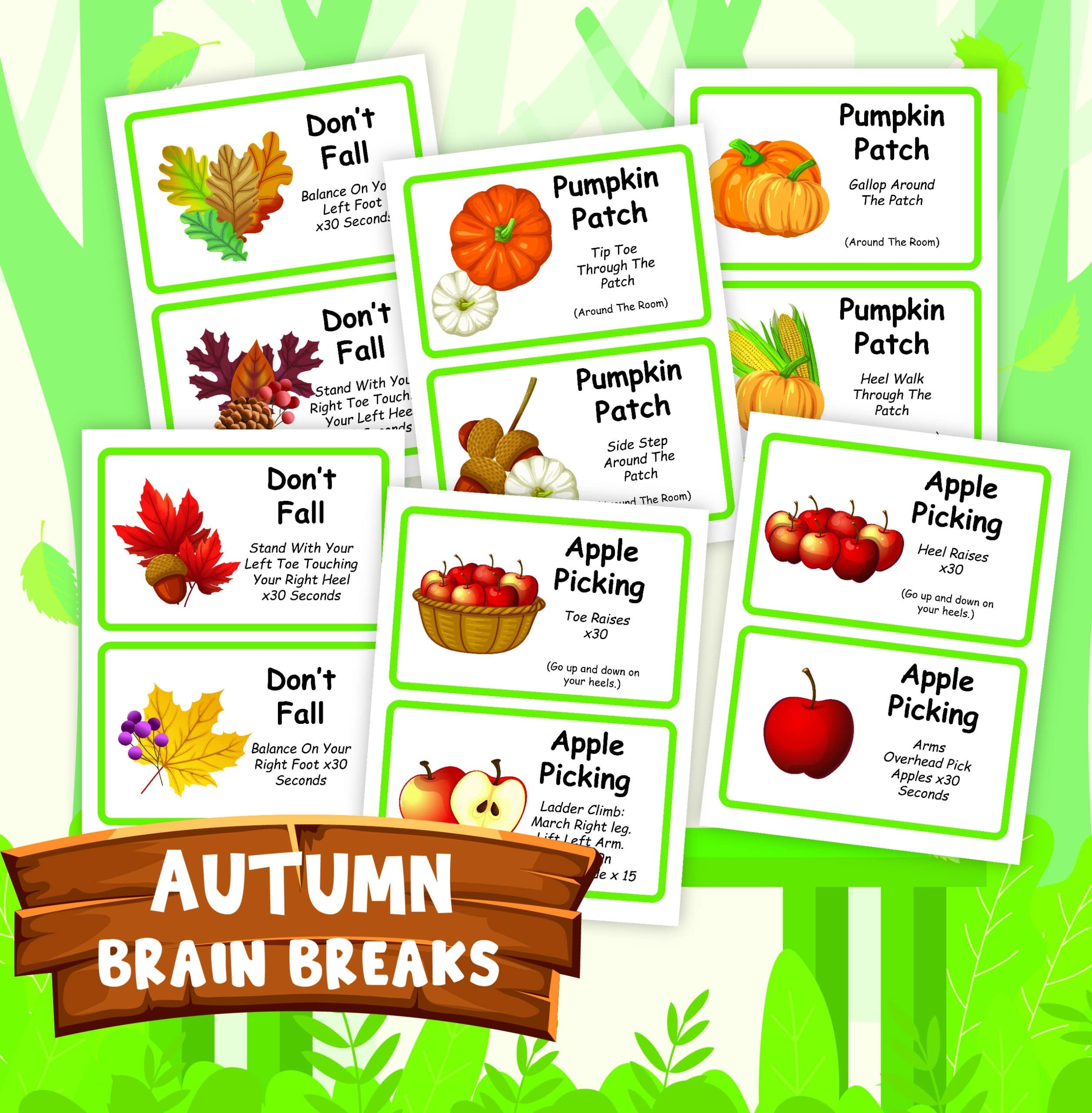 Autumn Brain Break Cards Growing Hands On Kids