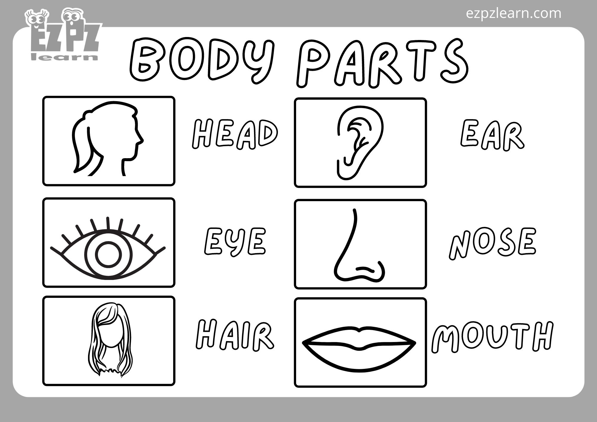 Body Parts Coloring Page3 Ezpzlearn Body Parts Coloring Page3 Ezpzlearn