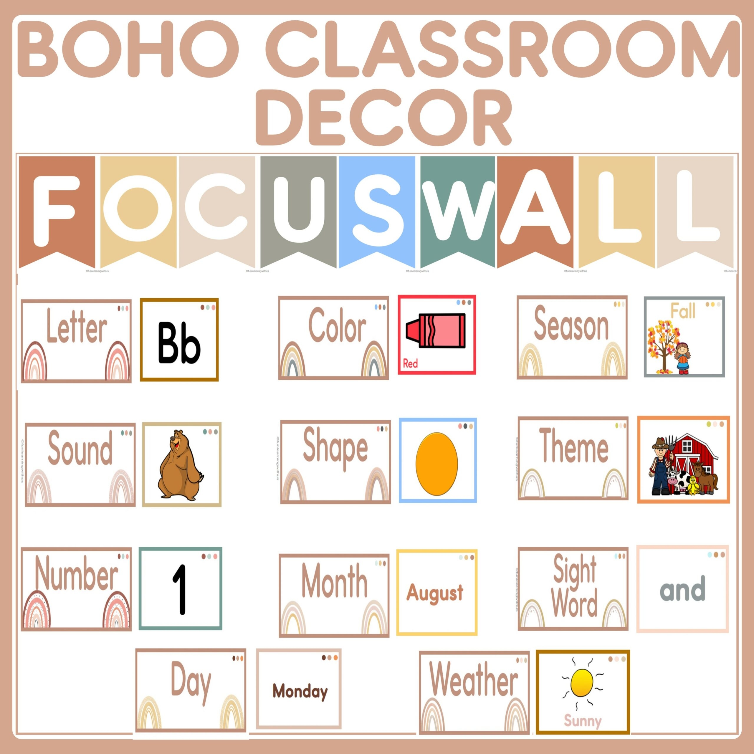 Boho Rainbow Classroom D cor Preschool Pre K Focus Wall Made By Teachers