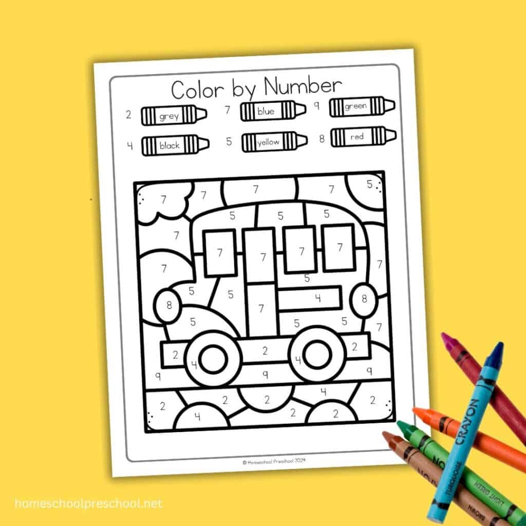 Boost Learning With School Bus Color By Number Activity Boost Learning With School Bus Color By Number Activity