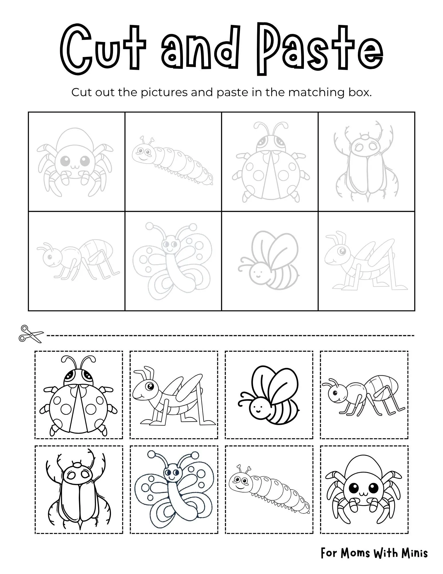 Bug Themed Cut And Paste