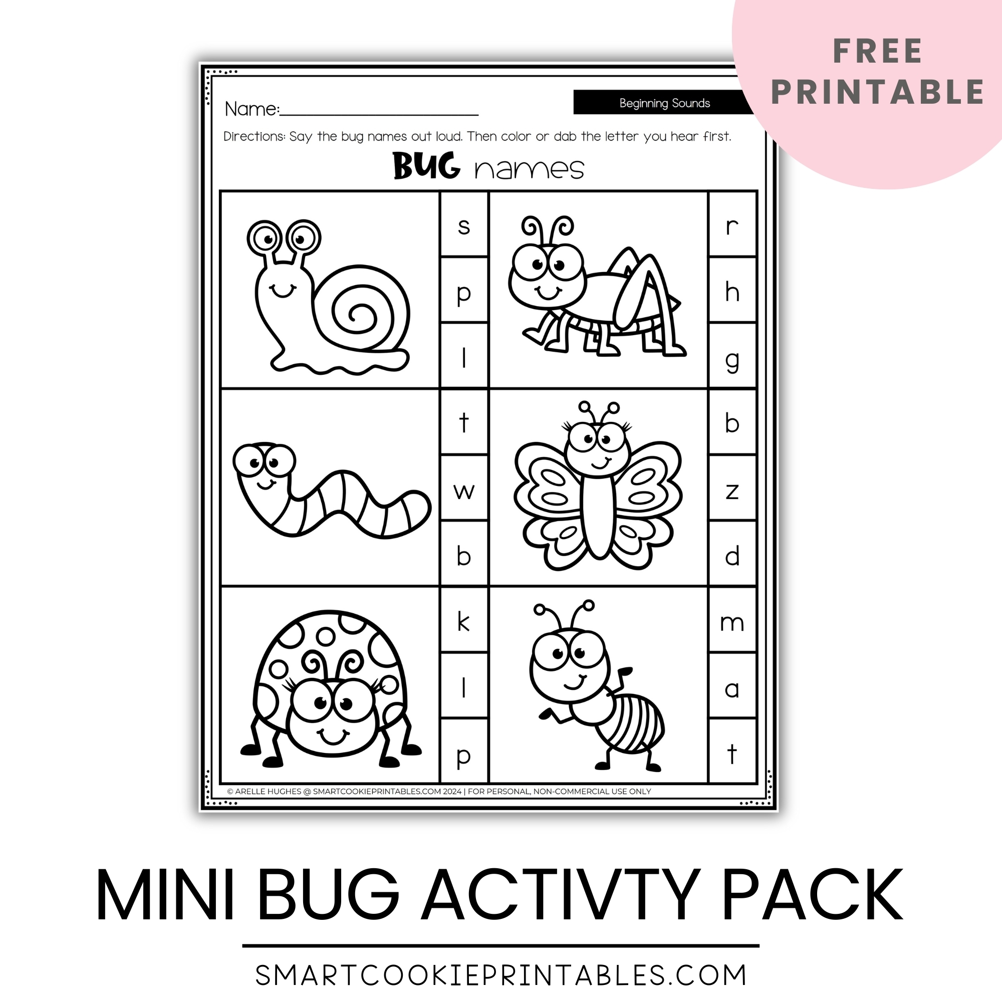 Bug Themed Worksheets For Preschool Free Printable Smart Cookie Printables