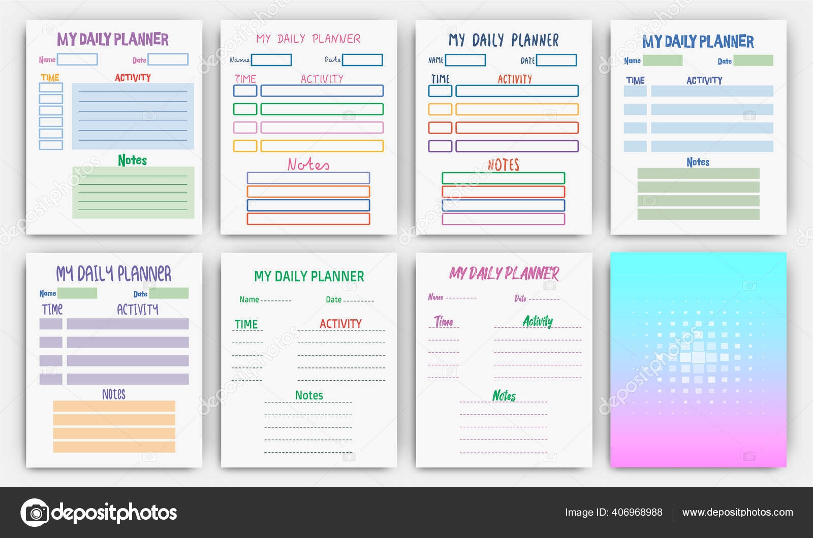 Calendar Daily Planner Template Preschool Schedule Schedule For Kids Printable Stock Vector By Annakek 406968988