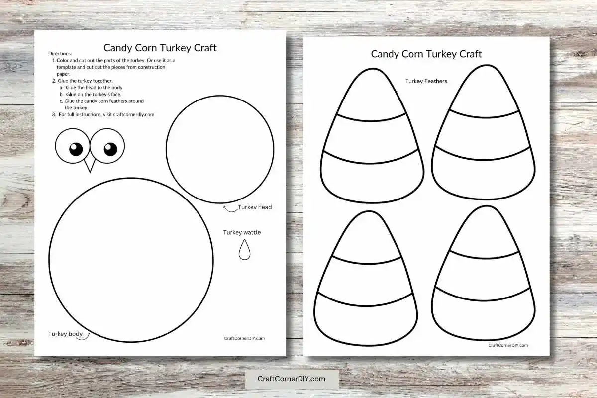 Candy Corn Turkey Craft Free Printable Craft Corner DIY