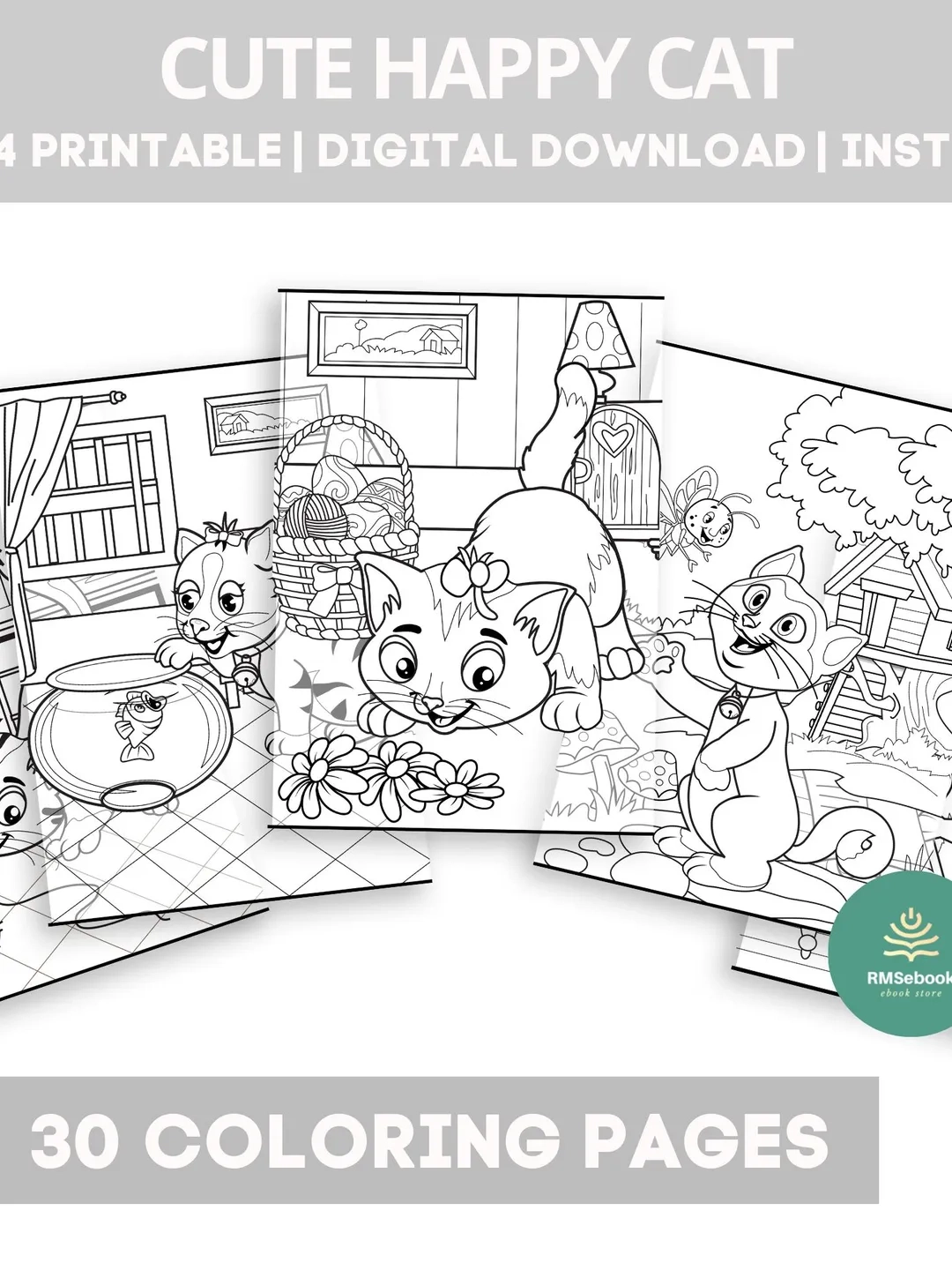 Cat Coloring Pages For Kids Easy Printable Animal Coloring Preschool Children Activity