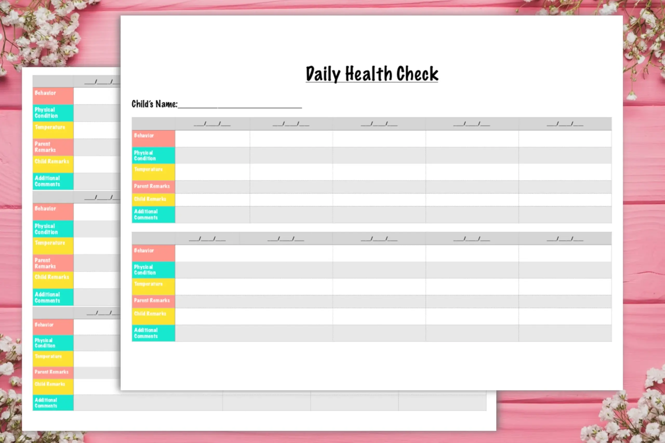 Childcare Health Check Daycare Daily Health Check Form Health Check Form Toddler Health Check Kids Daily Health Check Template Instant Etsy