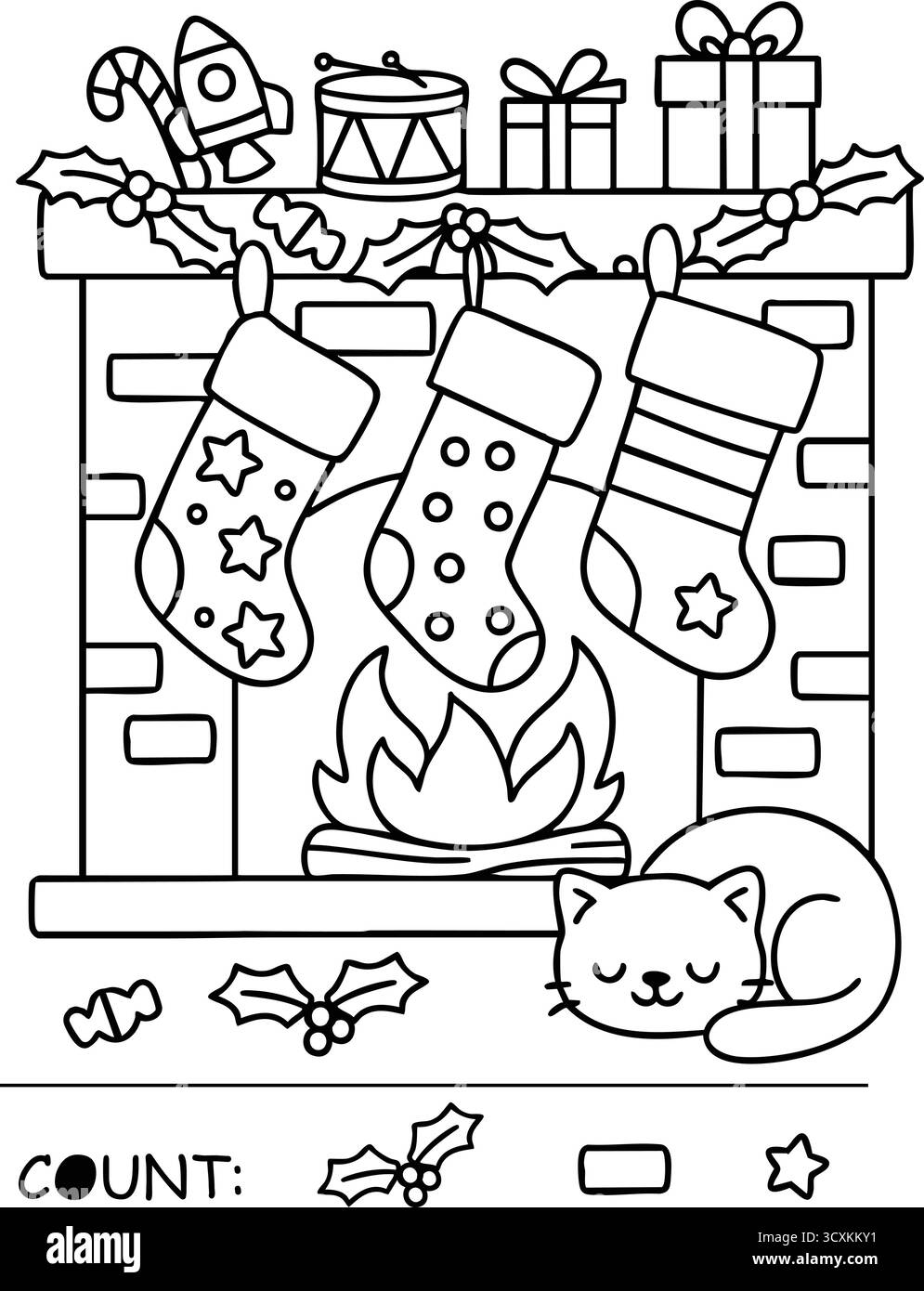 Christmas Coloring Pages Stock Vector Images Alamy