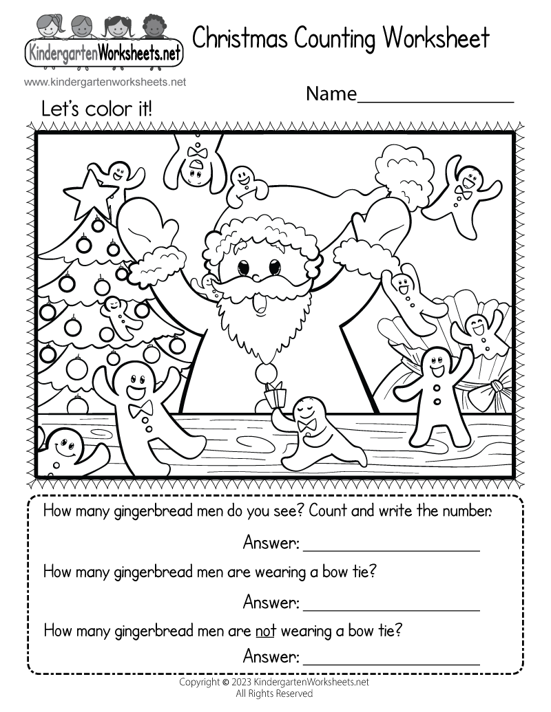 Christmas Counting Worksheet Free Printable PDF