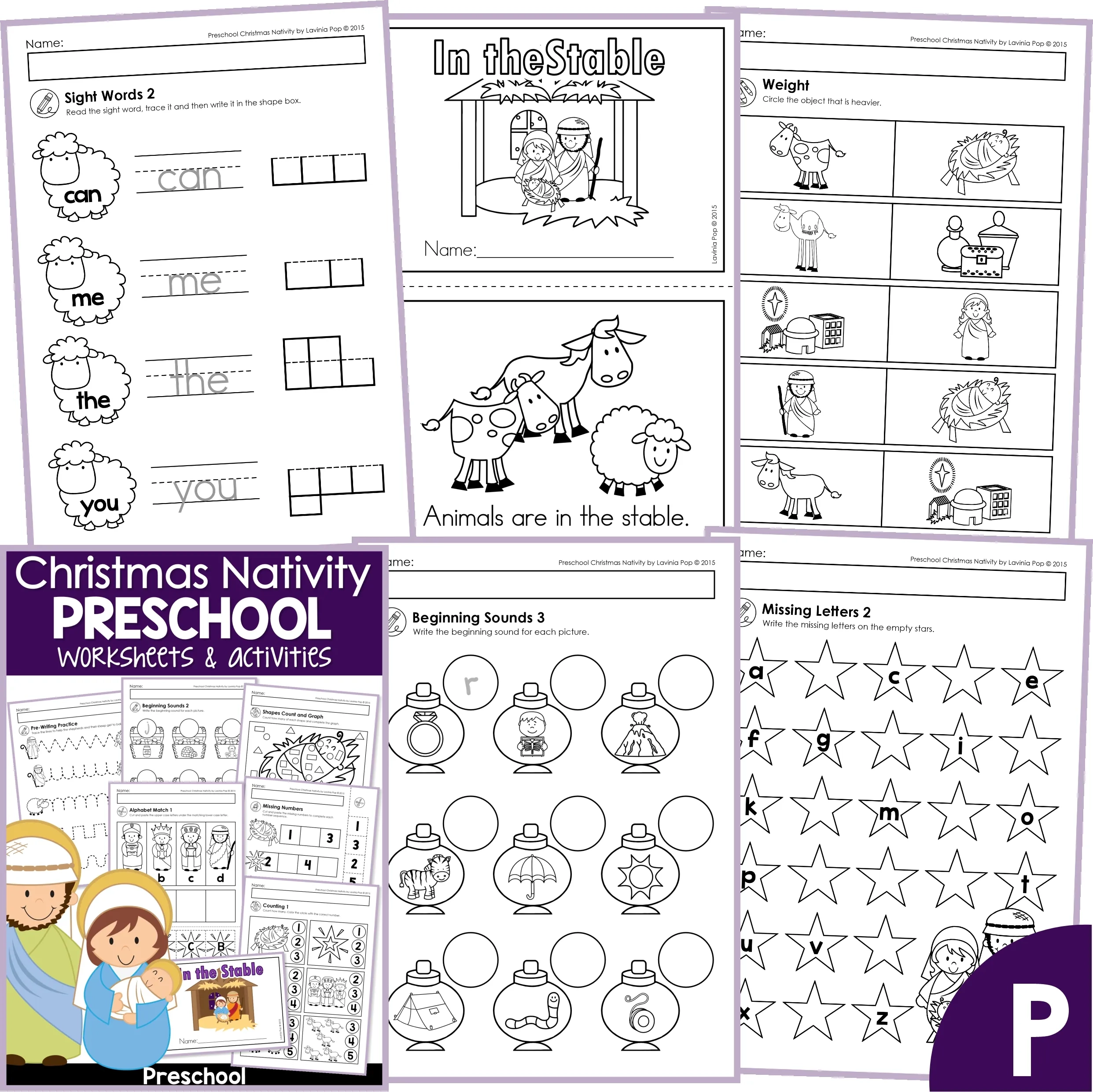 Christmas Nativity Preschool Worksheets And Activities No Prep
