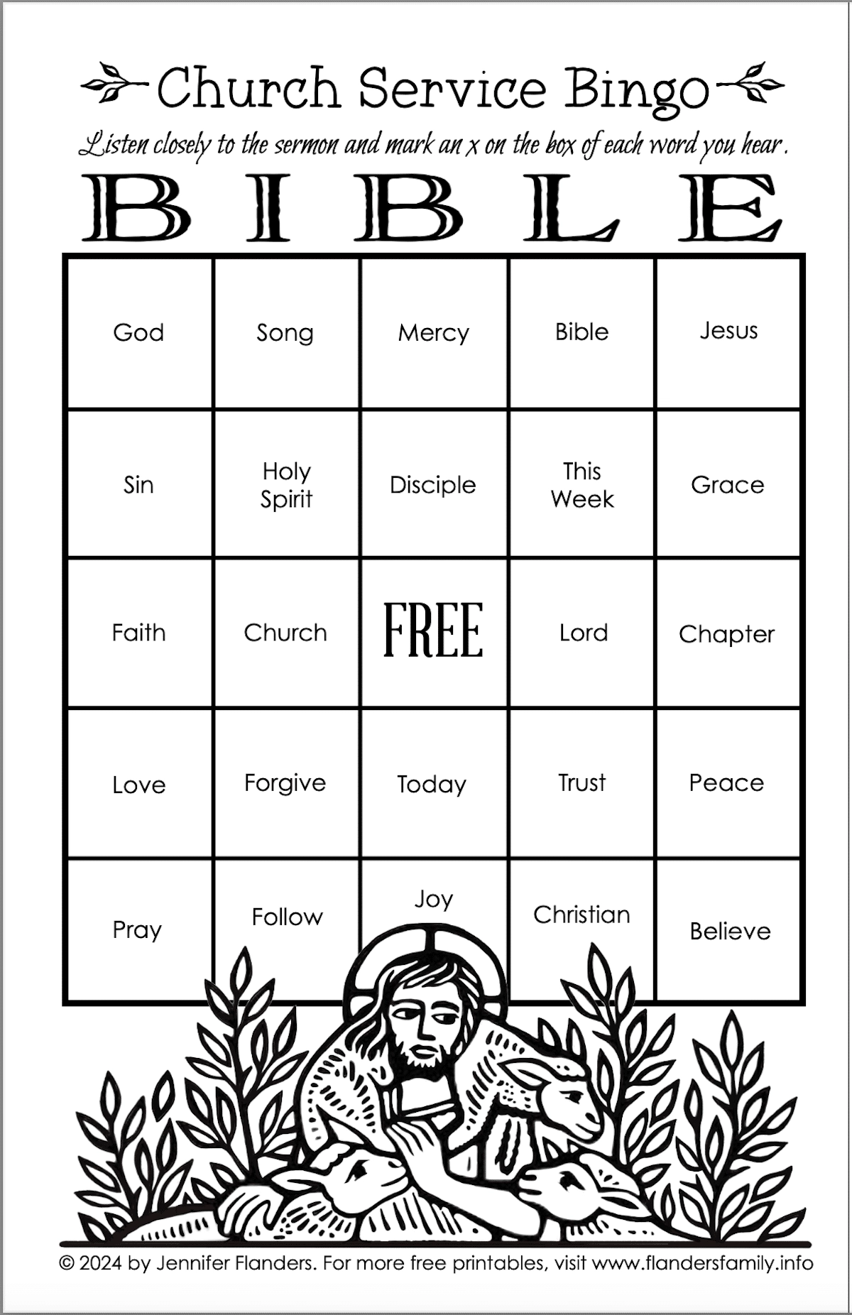 Church Service Bingo For Kids Flanders Family Home Life Church Service Bingo For Kids Flanders Family Home Life