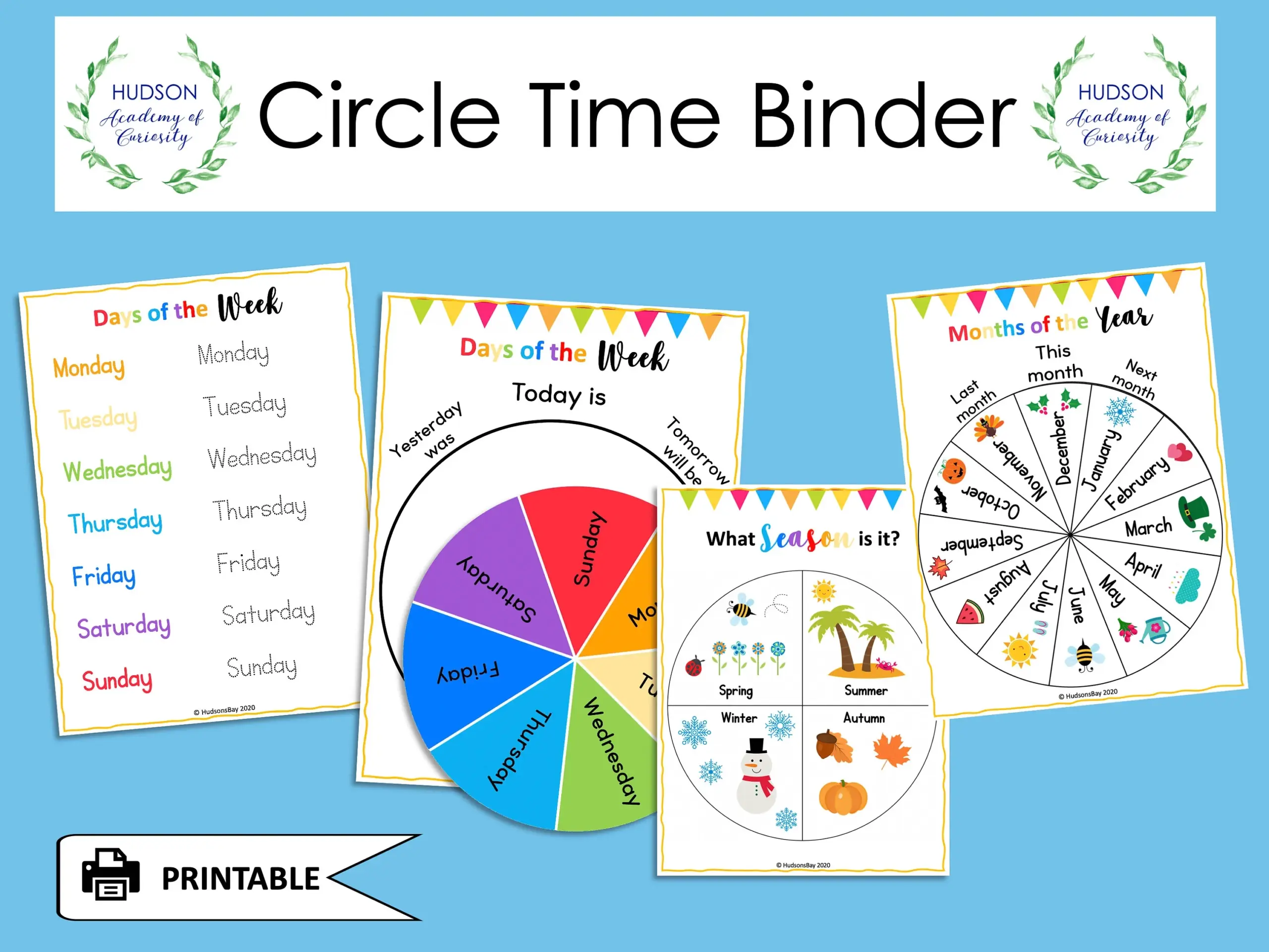 Circle Time Learning Binder Preschool Kindergarten Worksheets PDF Etsy