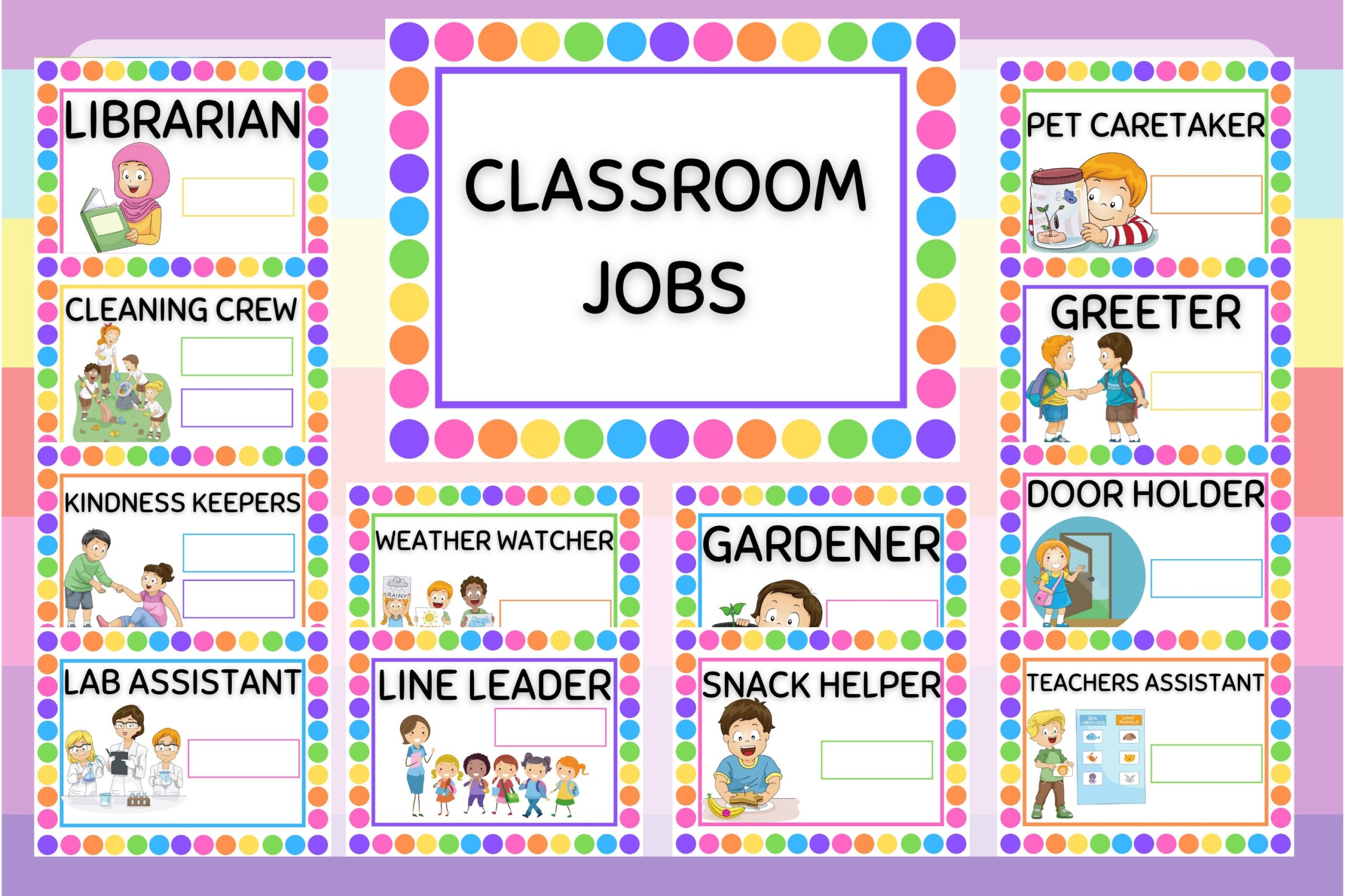 Classroom Job Chart For Your Home Daycare Childcare Preschool Or Classroom Instant Download And Print From Your Home Computer Etsy