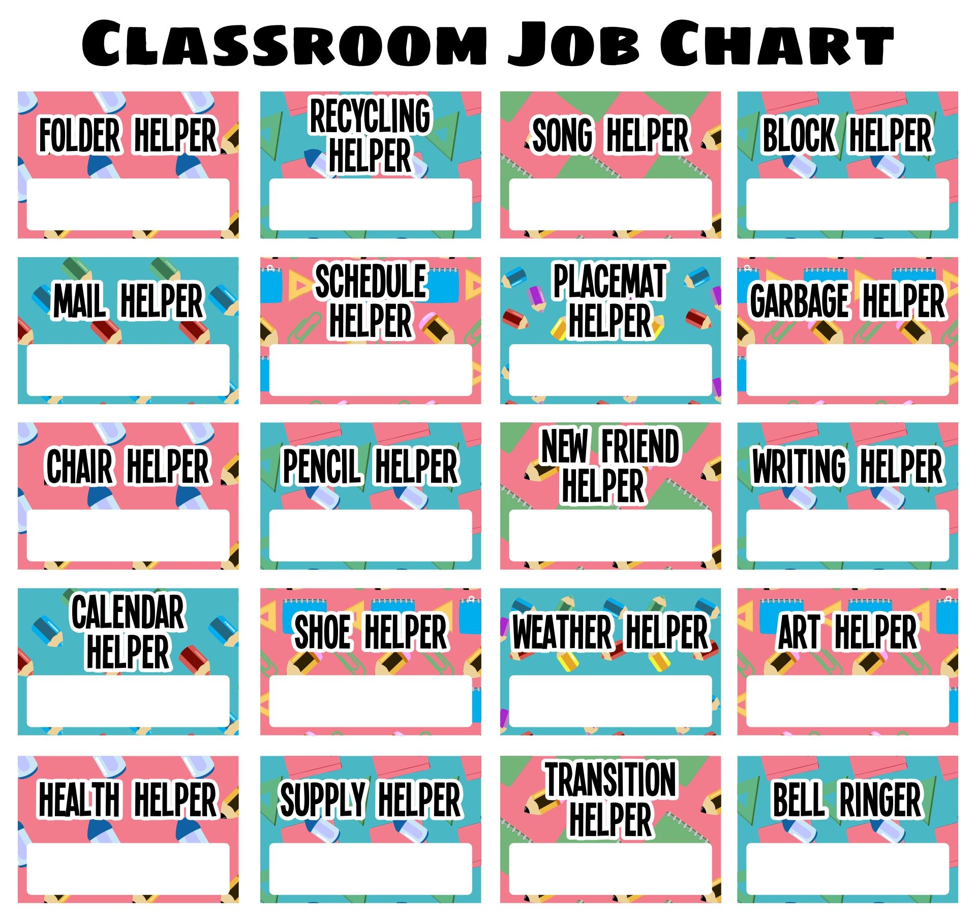 Classroom Job Signs Pdf