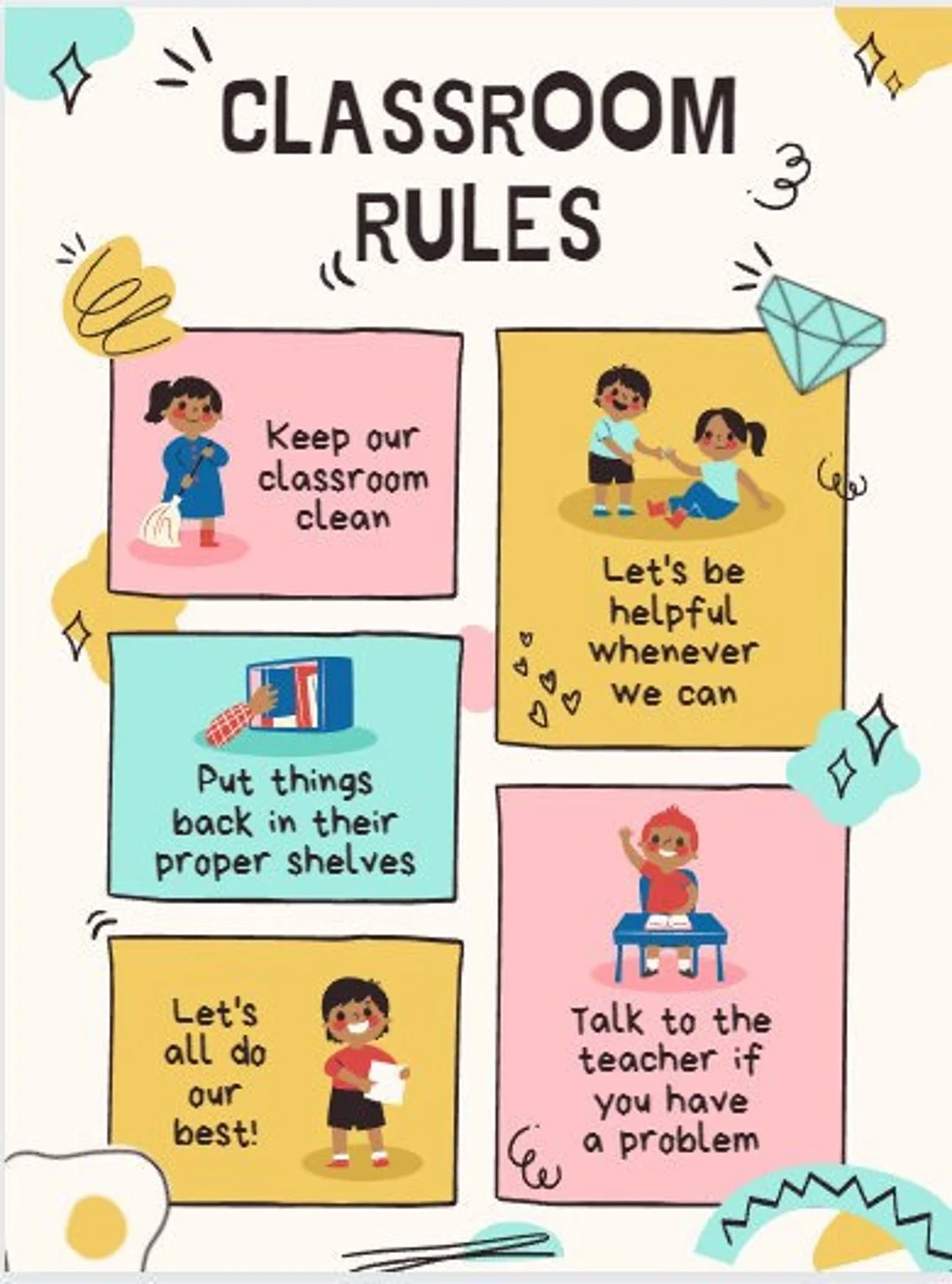 Classroom Rules Poster Preschool Style Etsy Classroom Rules Poster Preschool Style Etsy