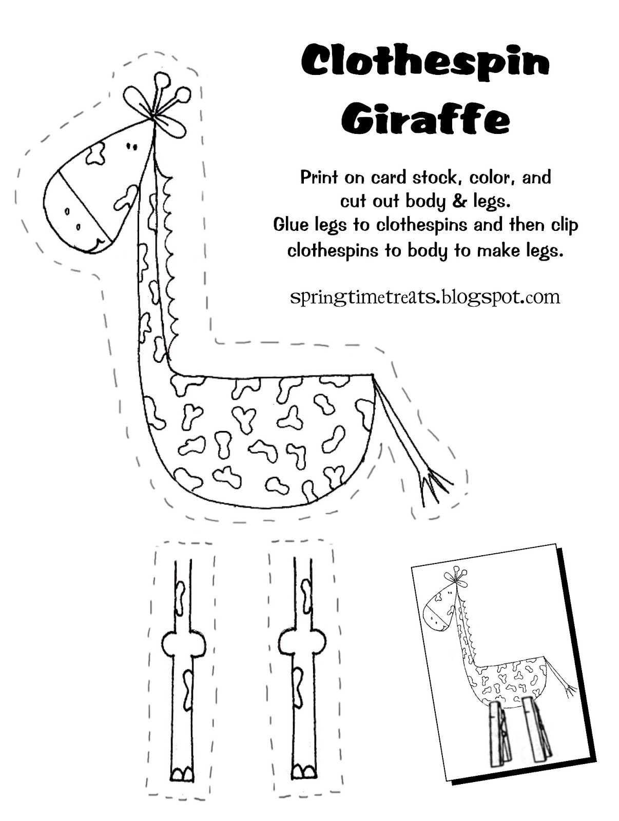 Clothespin Giraffe free Printable Spring Time Doodles Clothespin Giraffe free Printable Spring Time Doodles