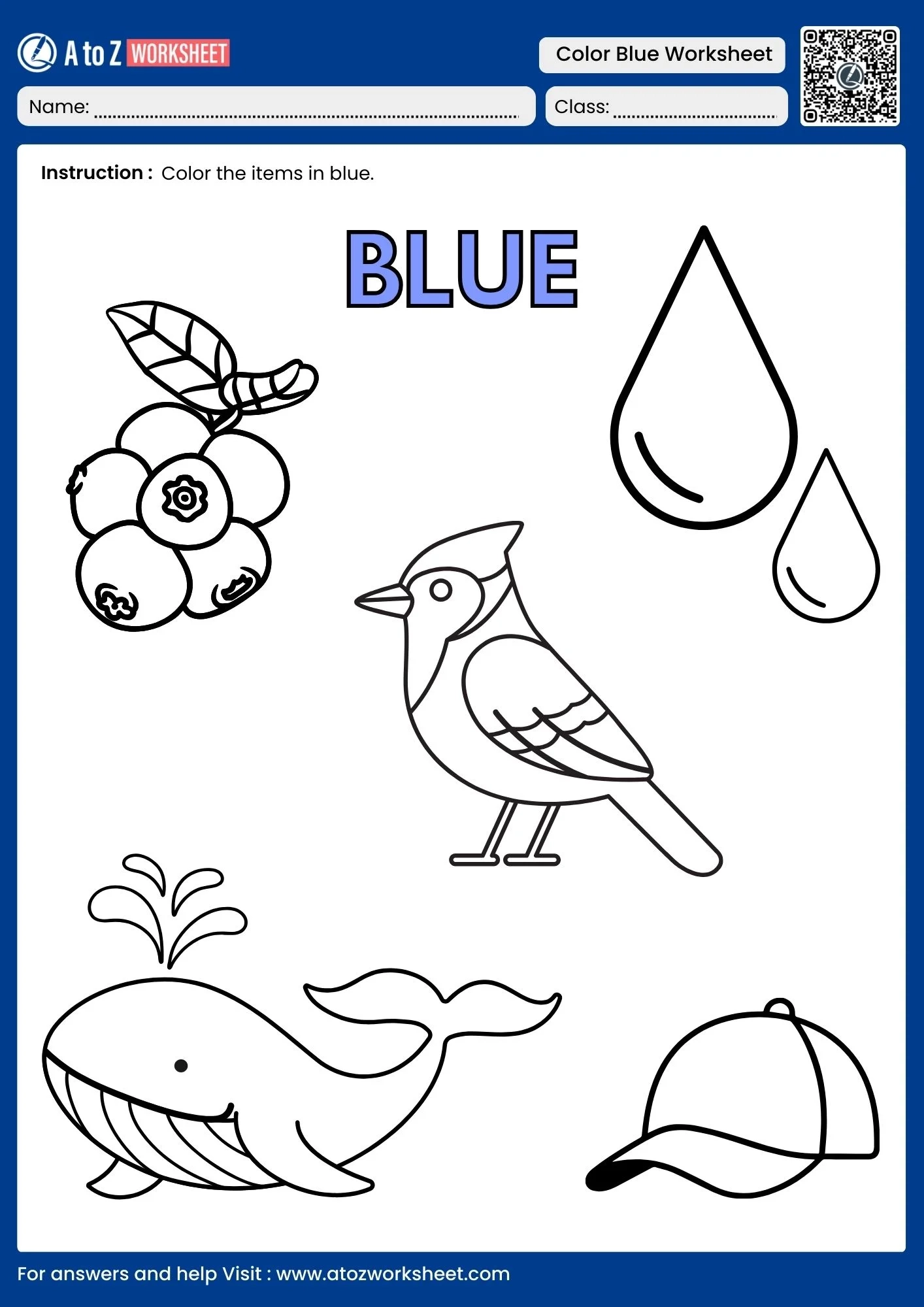 Color Blue Worksheets Free Printable PDF Pages A To Z Worksheet