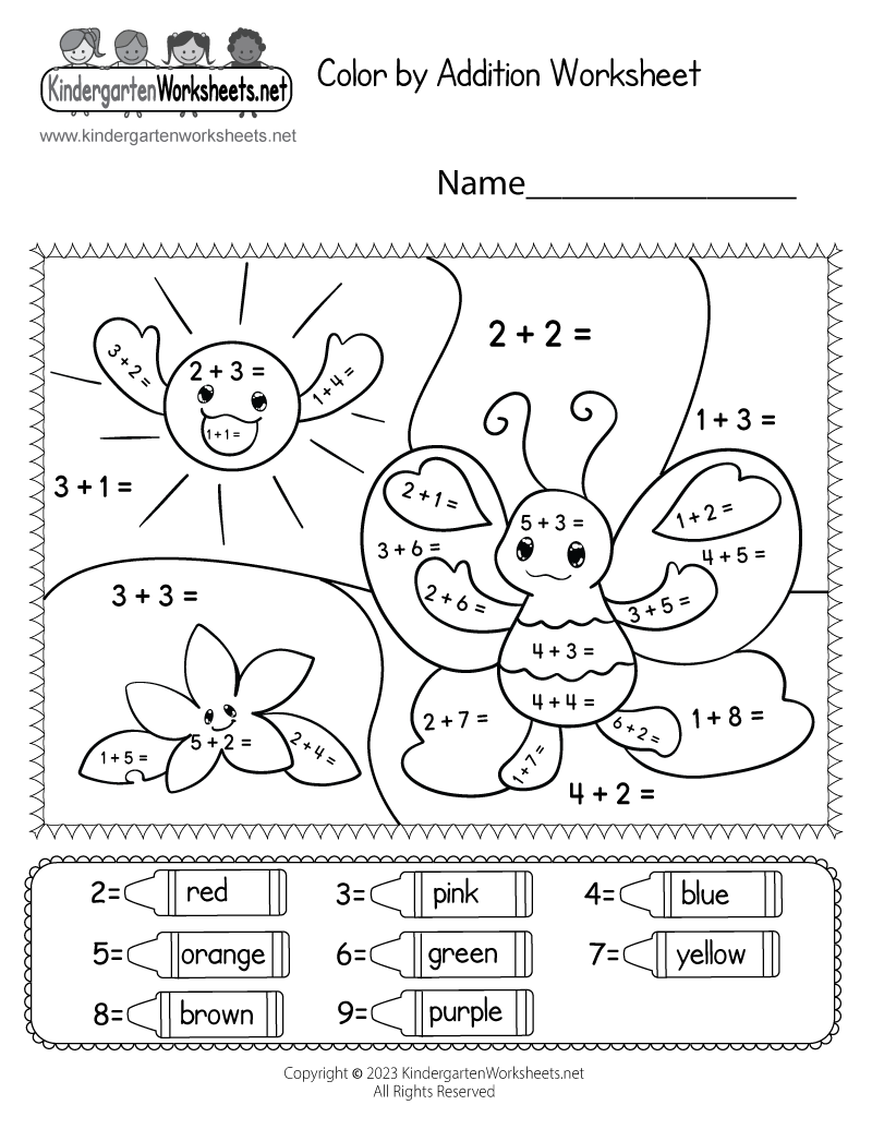Color By Addition Worksheet Free Printable PDF