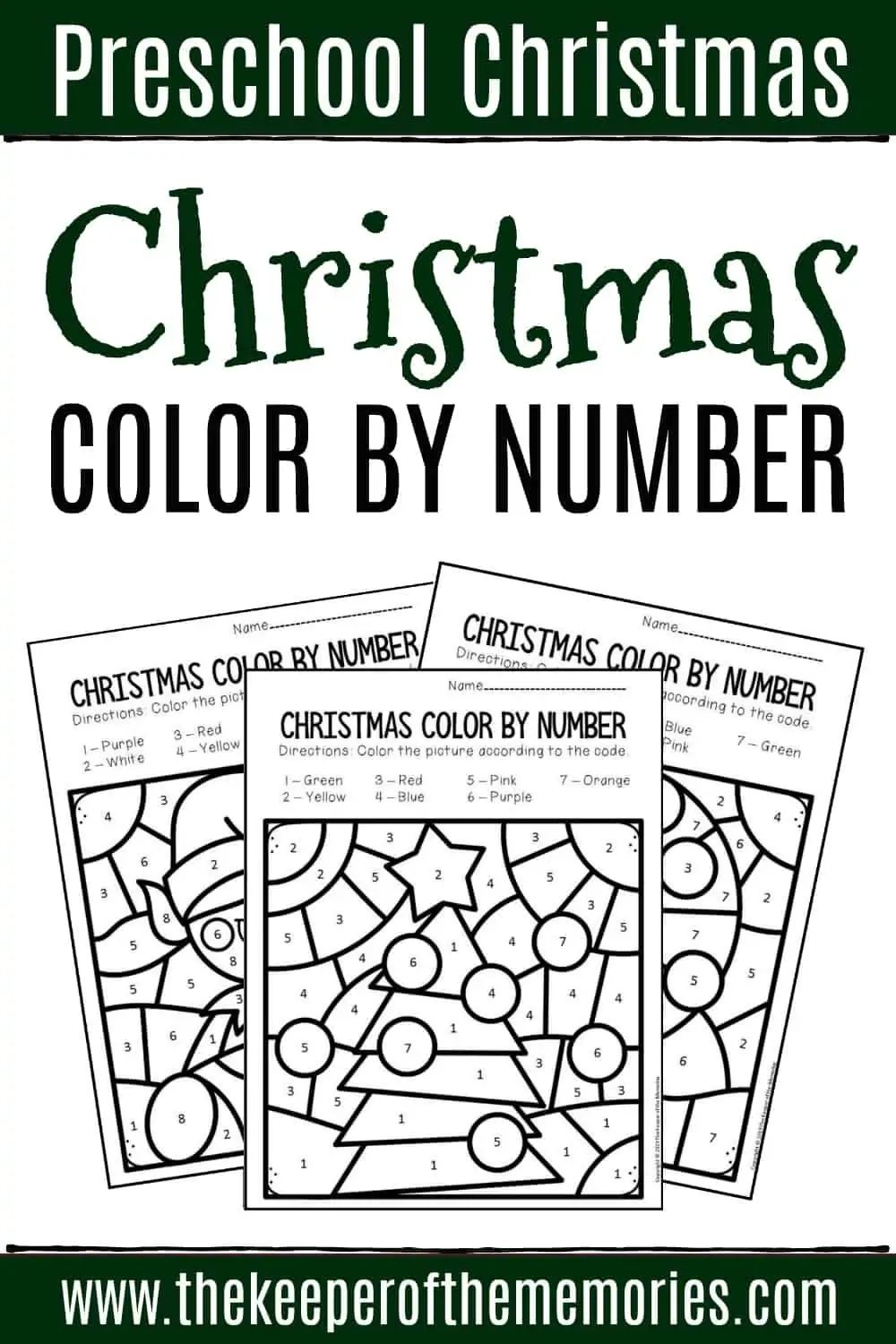 Color By Number Christmas Preschool Worksheets