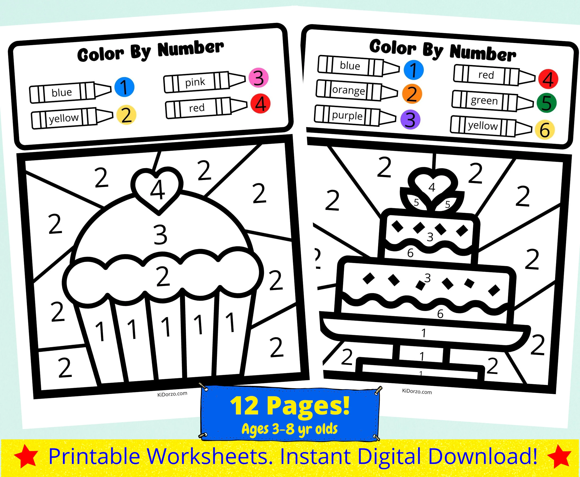 Color By Number Kids Printable Worksheets Food Theme Coloring Pages For Preschool And Kindergarteners Etsy Color By Number Kids Printable Worksheets Food Theme Coloring Pages For Preschool And Kindergarteners Etsy