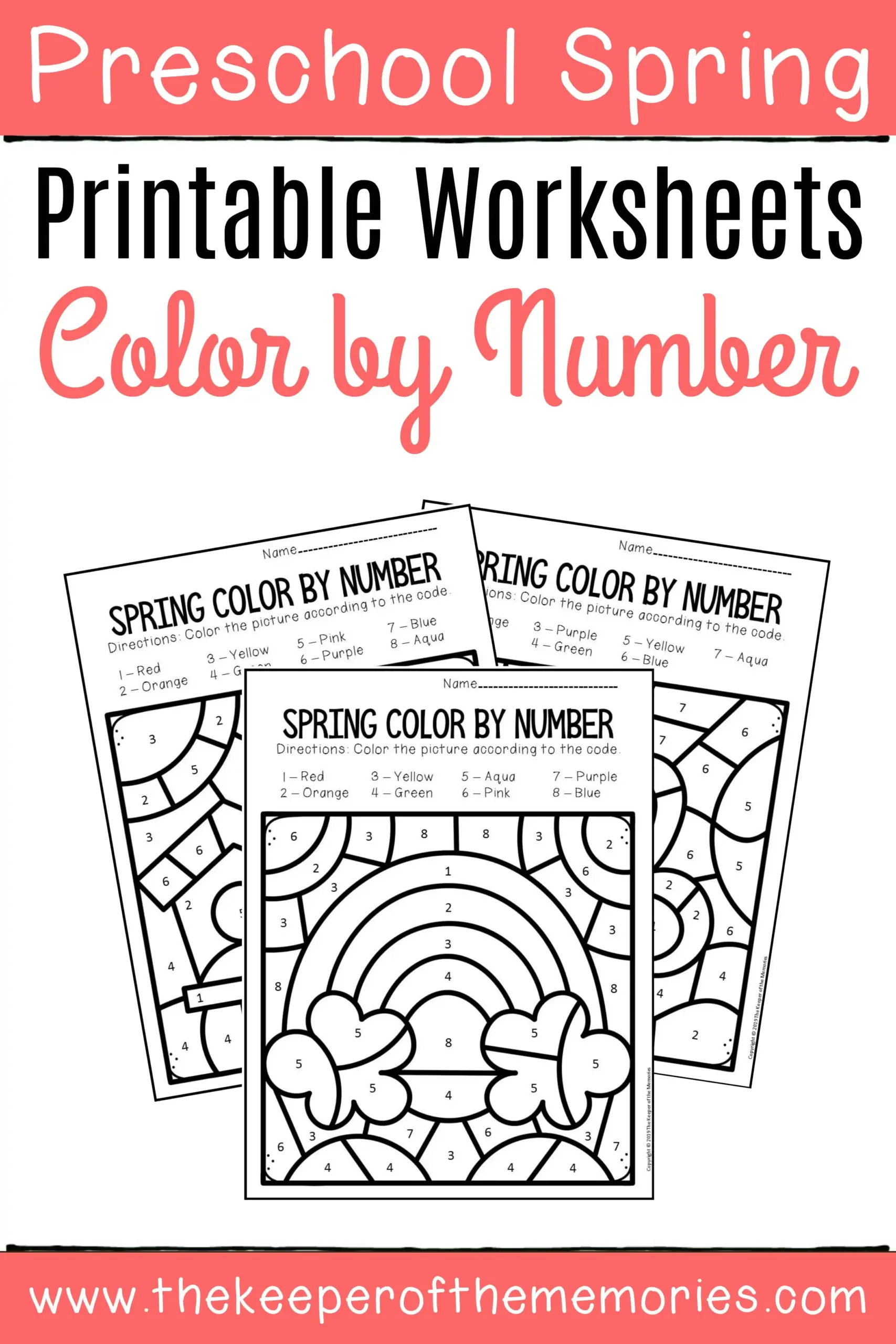 Color By Number Spring Preschool Worksheets The Keeper Of The Memories Color By Number Spring Preschool Worksheets The Keeper Of The Memories