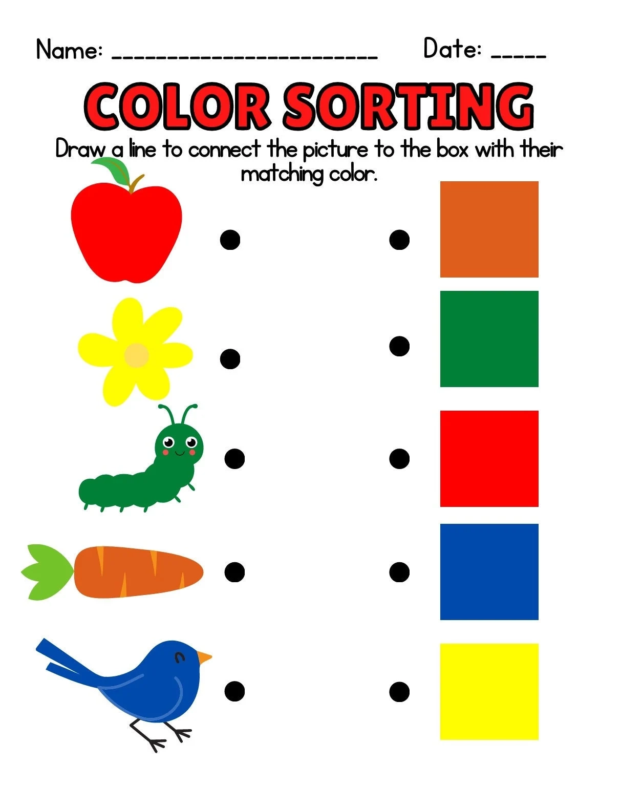 Color Matching Worksheets Etsy