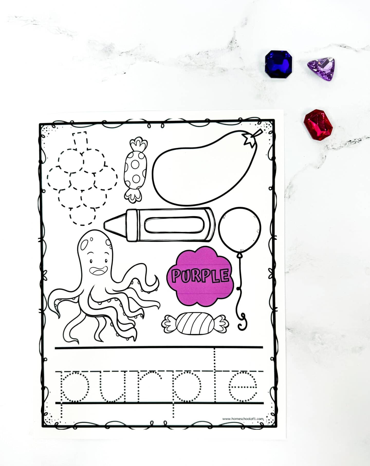 Color Purple Worksheet For Preschool Free Printable PDF