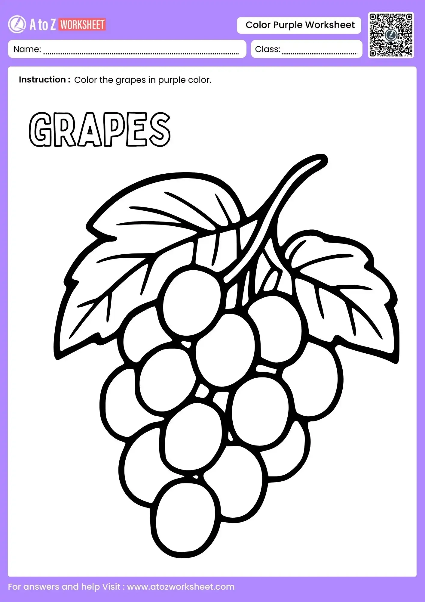 Color Purple Worksheets Free Printable PDF Pages A To Z Worksheet