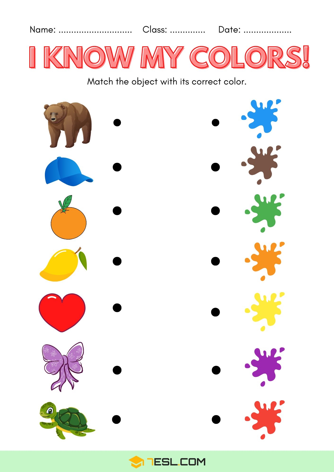 Color Worksheets For Preschool Kindergarten Free ESL Activities 7ESL