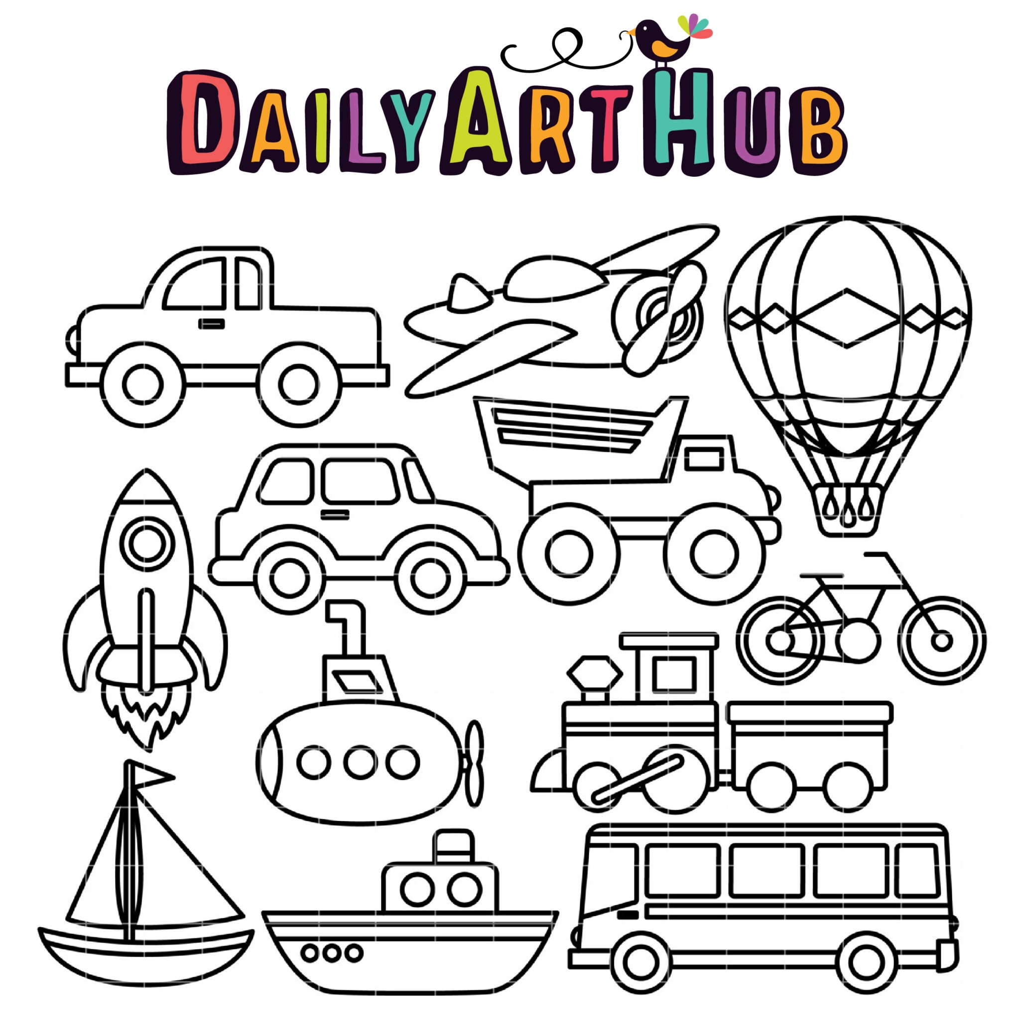 Coloring Book Transportation Clip Art Set Daily Art Hub Graphics Alphabets SVG Coloring Book Transportation Clip Art Set Daily Art Hub Graphics Alphabets SVG