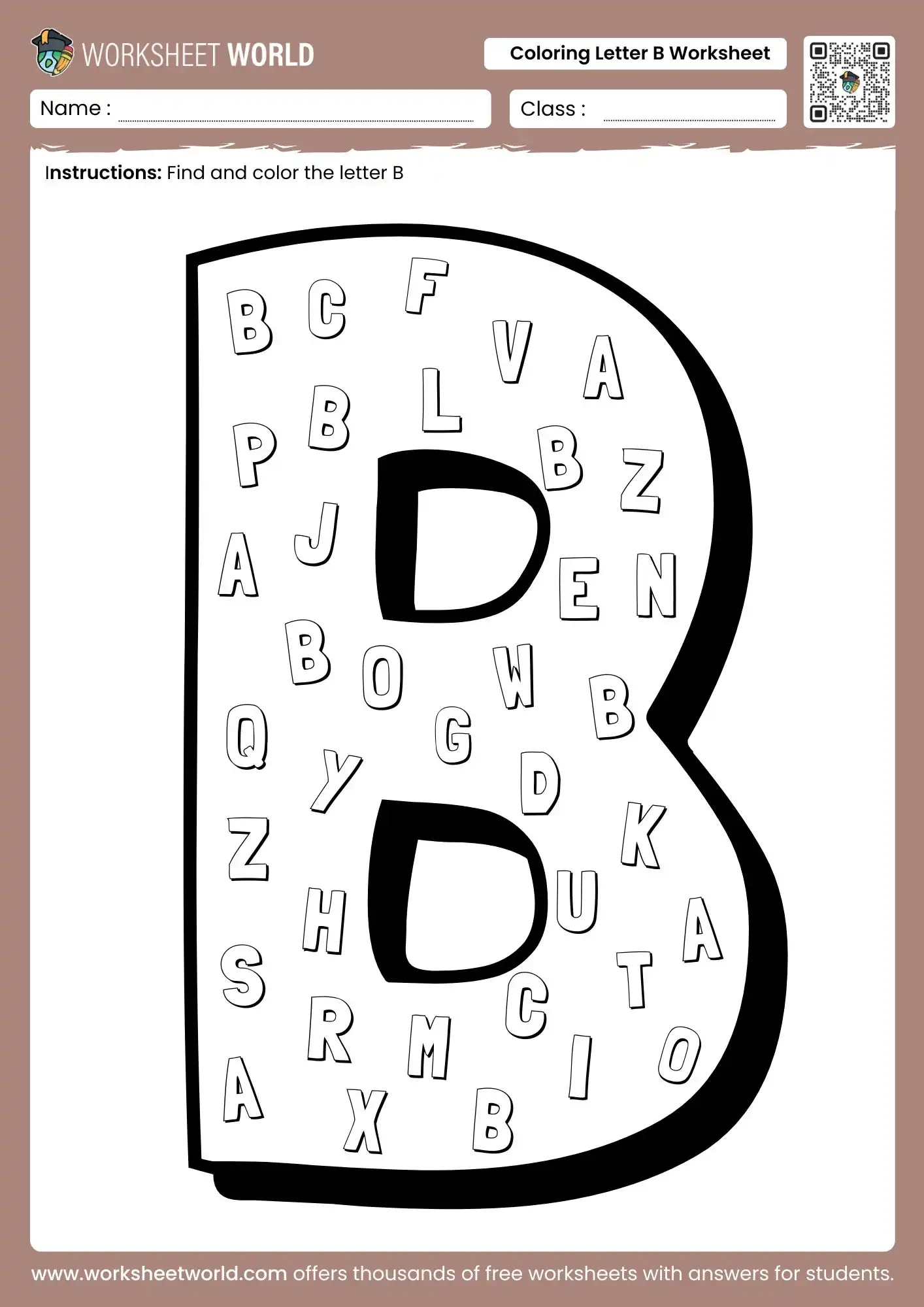 Coloring Letter B Worksheet Worksheet World