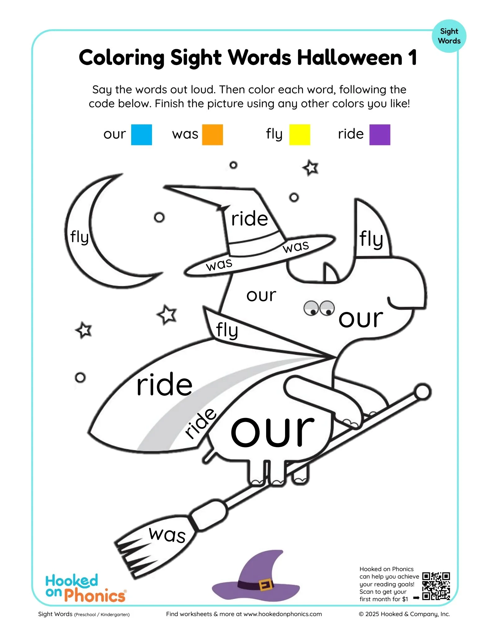 Coloring Sight Words Worksheet Halloween Witch Kindergarten Hooked On Phonics Coloring Sight Words Worksheet Halloween Witch Kindergarten Hooked On Phonics