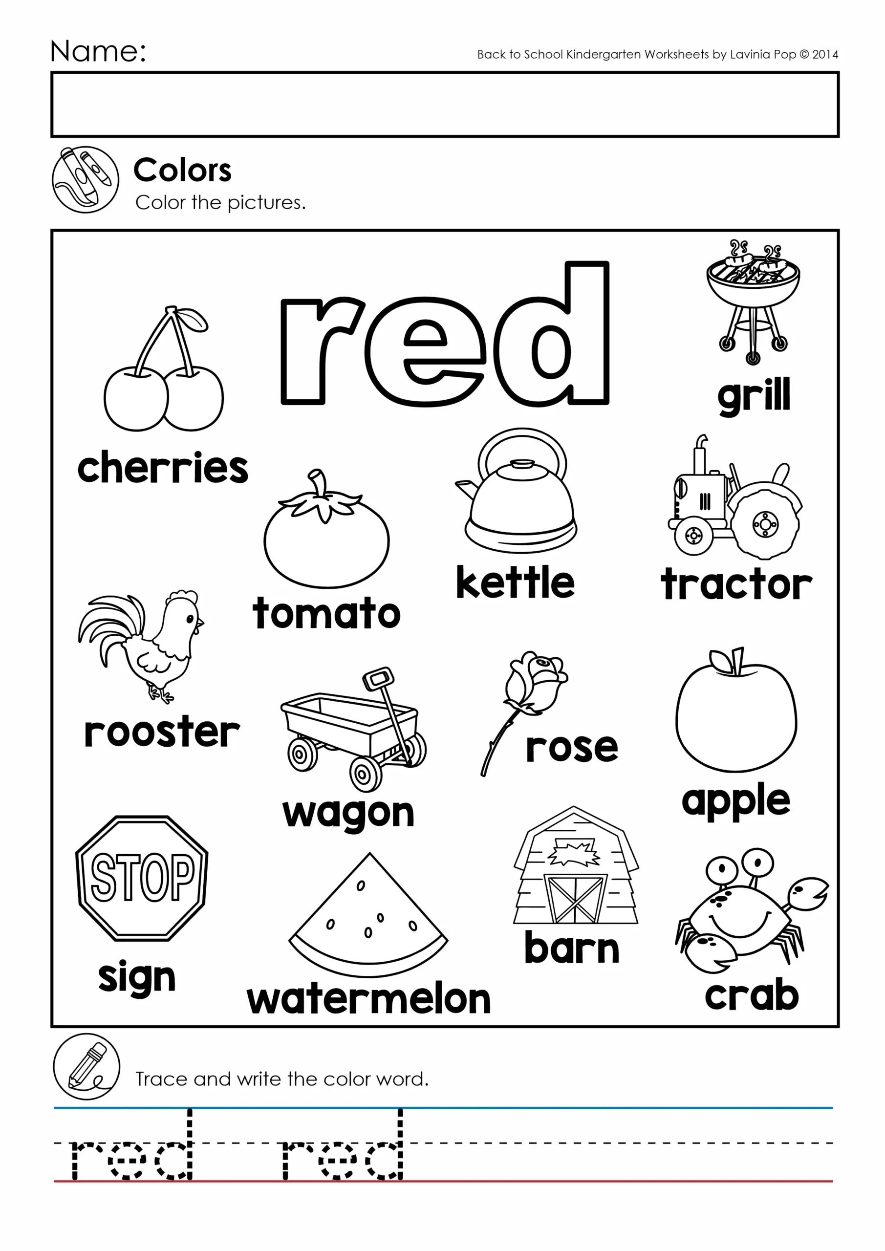 Colors Coloring Pages For Kindergarten
