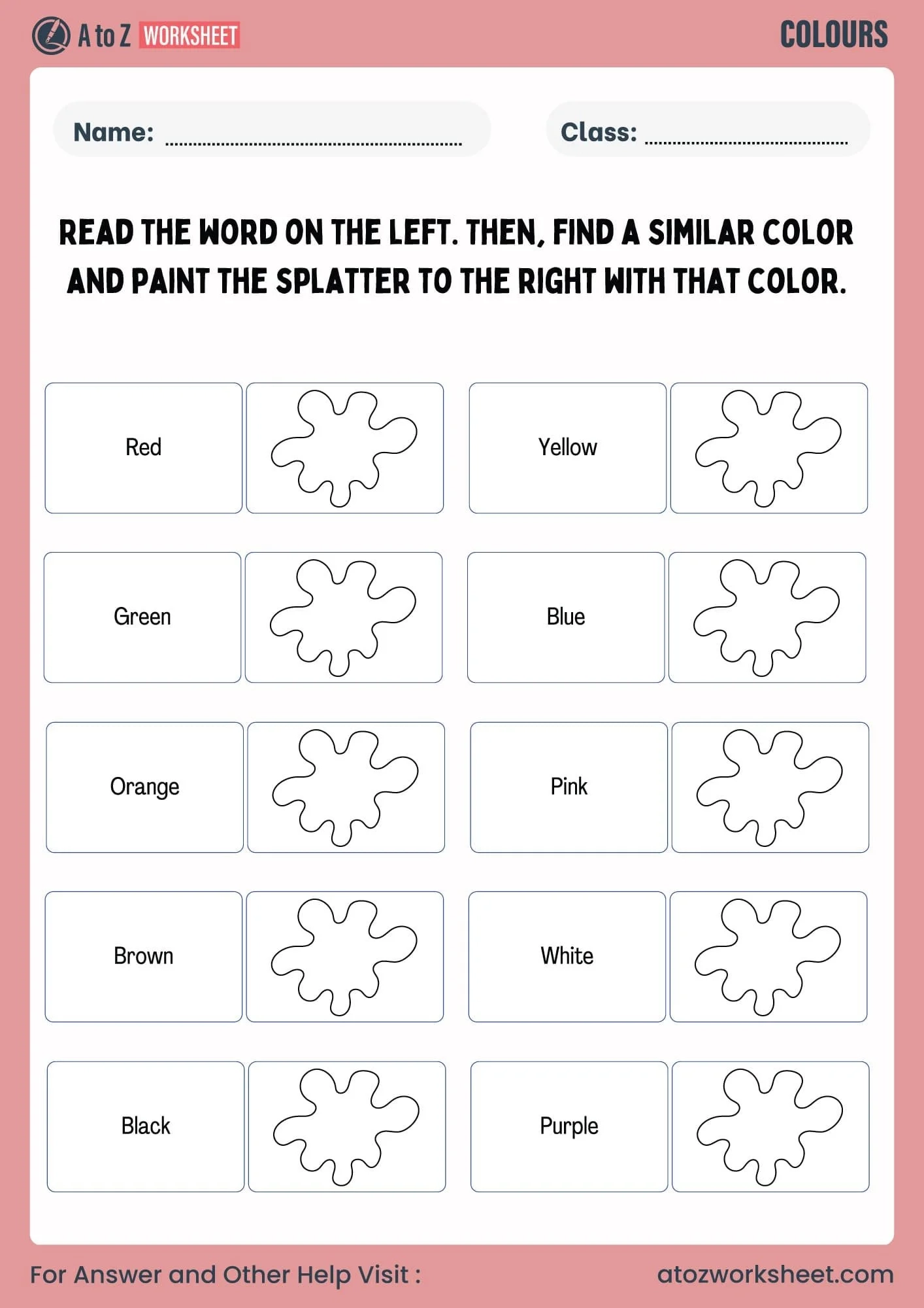 Colors Worksheet For Nursery And Kindergarten Free Printable PDF For Kids A To Z Worksheet