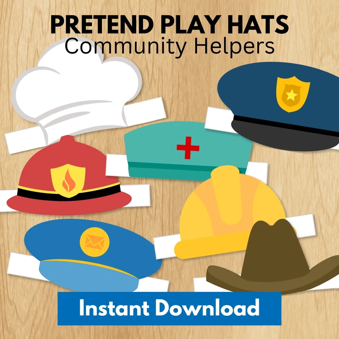 Community Helper Hats Printable Pretend Play Costume PDF Preschool Drama Etsy
