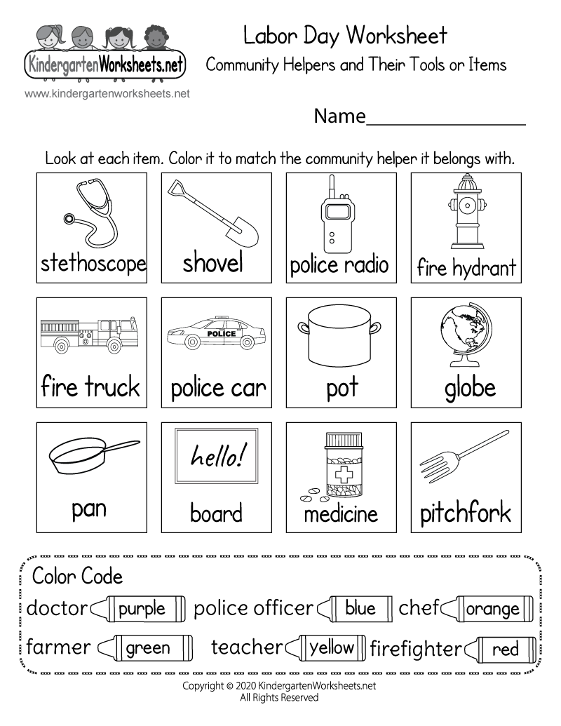 Community Helpers And Their Tools Worksheet Free Printable PDF