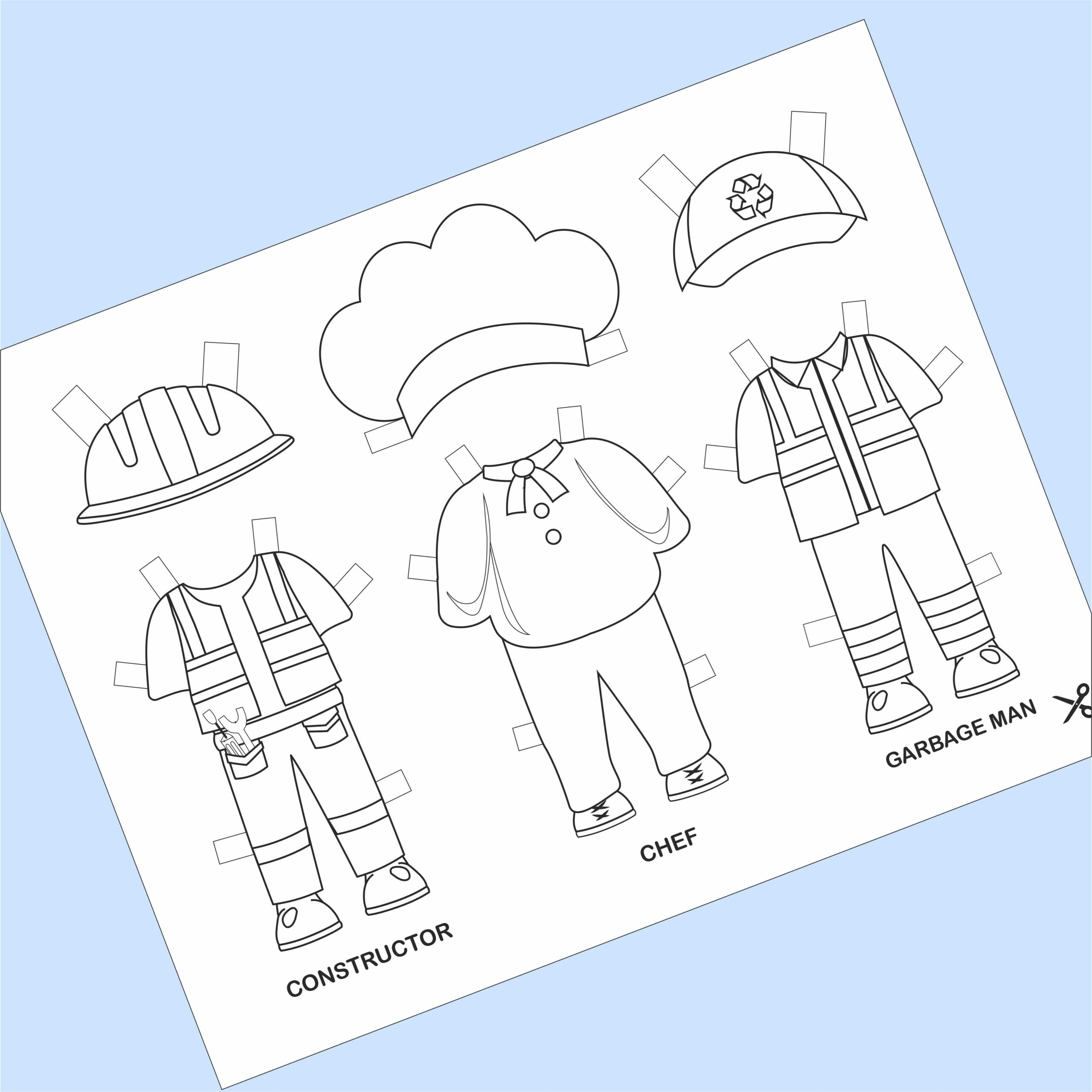 Community Helpers Occupation Printable Paper Dolls COLORING PAGES Job Preschool Printable Todd Made By Teachers