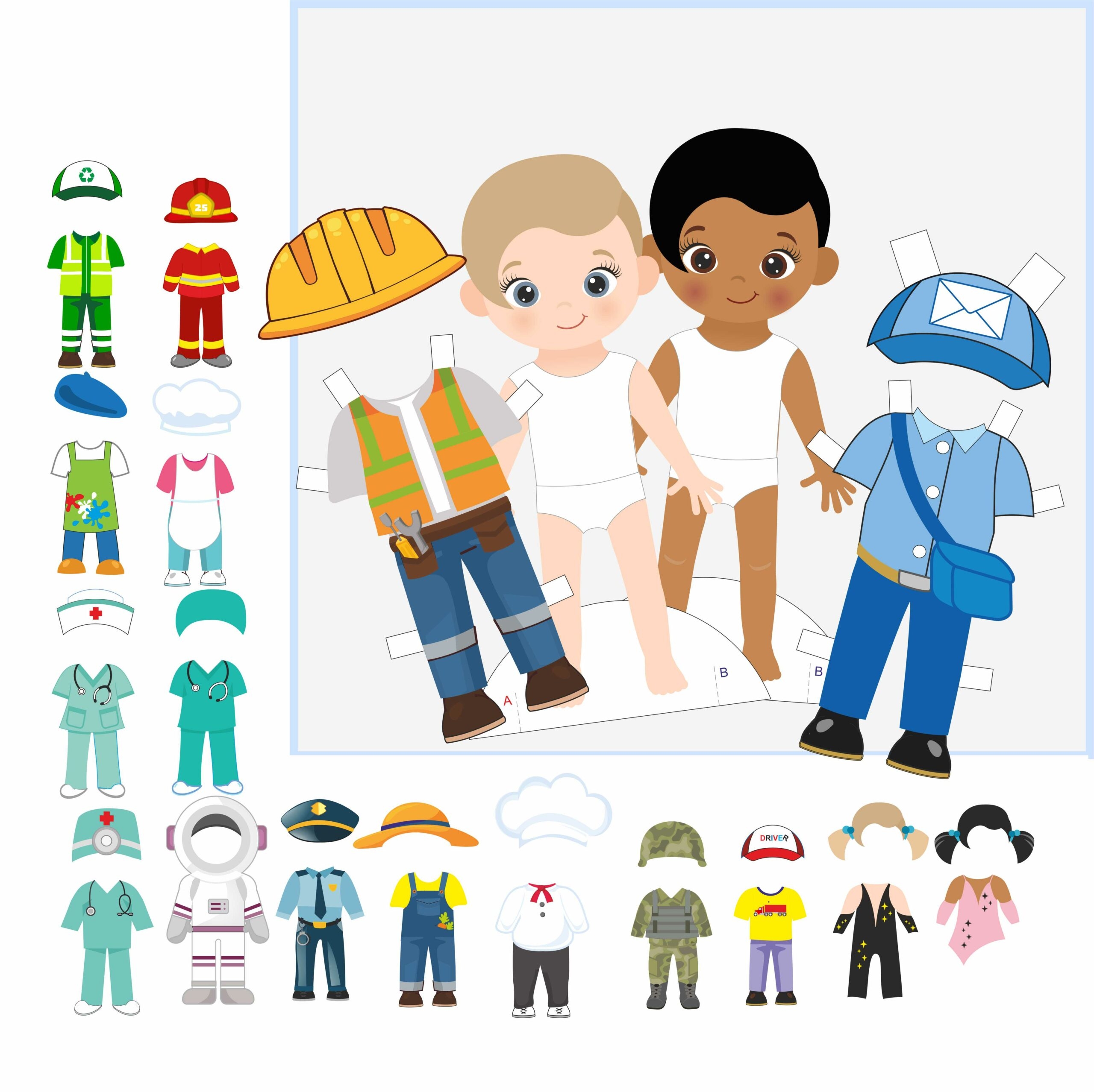 Community Helpers Occupation Printable Paper Dolls COLORING PAGES Job Preschool Printable Todd Made By Teachers