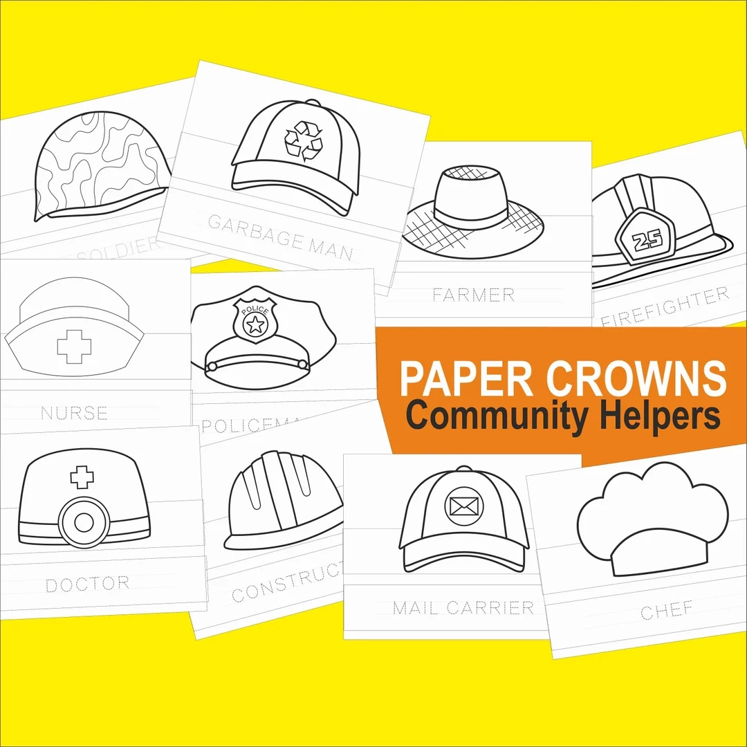 Community Helpers Printable Hats Kids Costume digital Download Etsy
