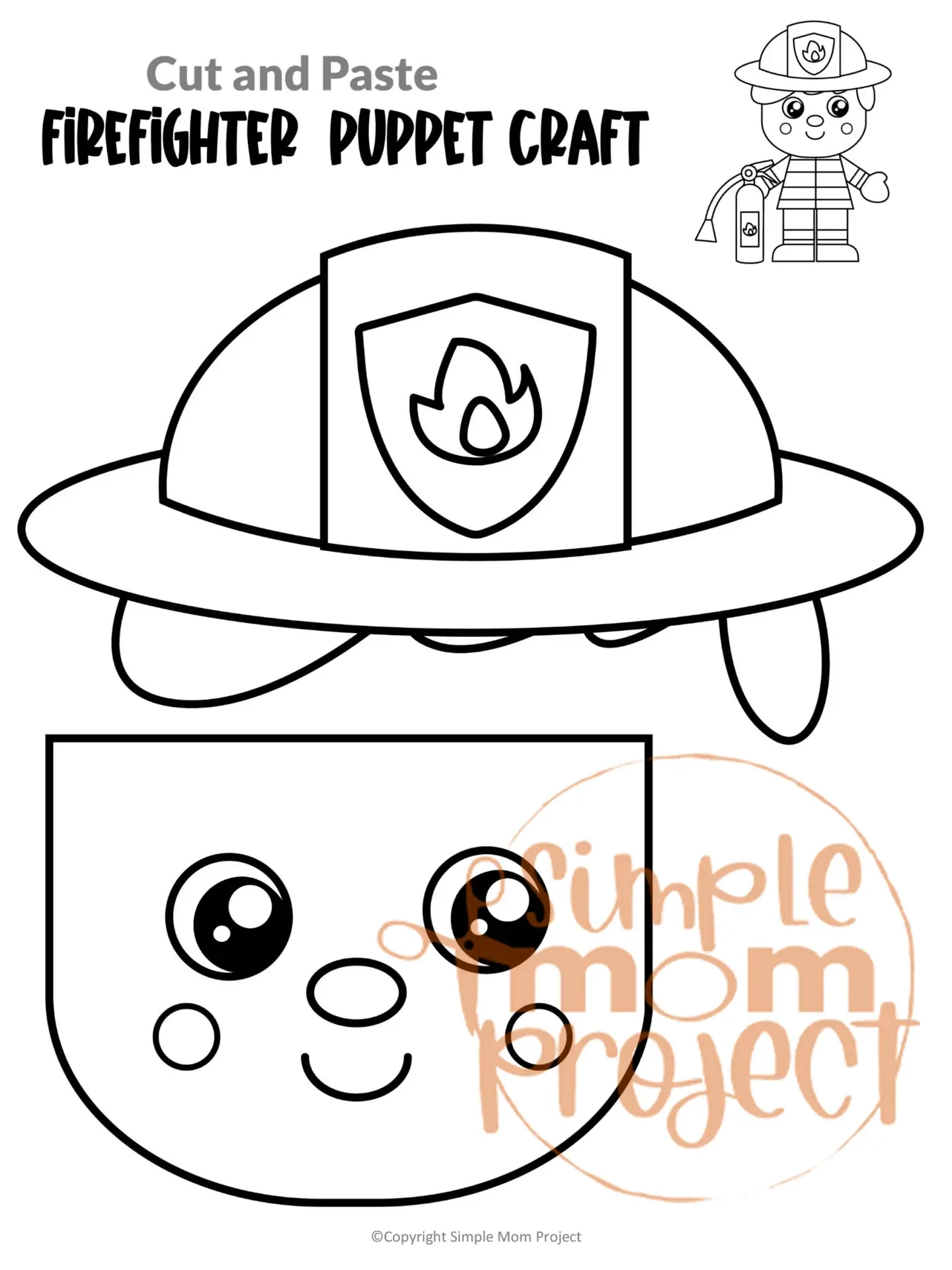 Community Helpers Puppets 10 Black White Paper Bag Craft Templates Simple Mom Project Store