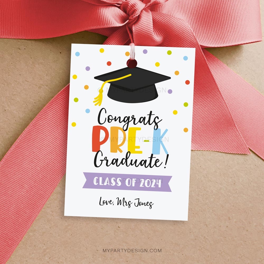 Congrats Pre K Graduate Tag Printable PDF My Party Design