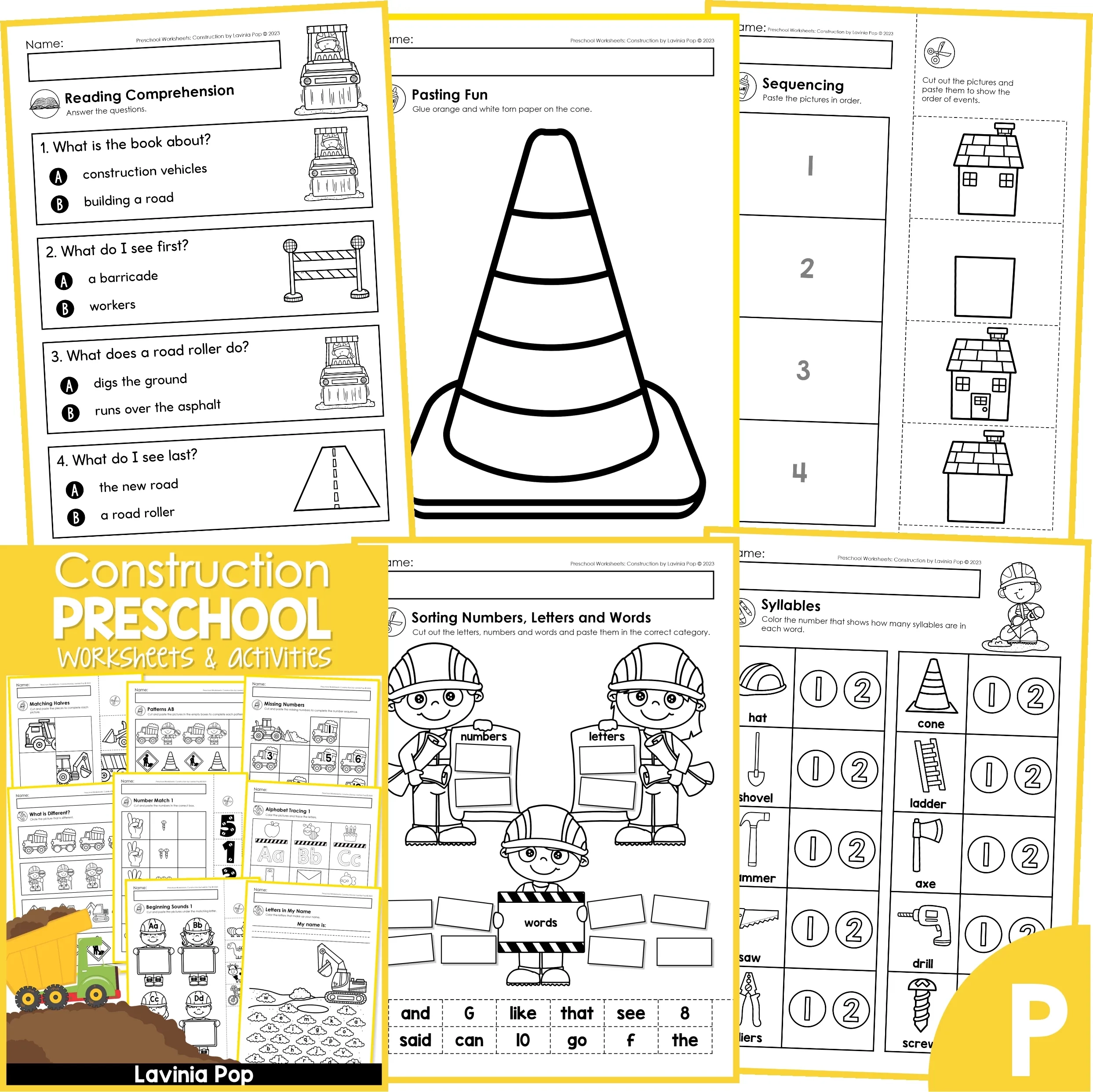 Construction Preschool Worksheets And Activities No Prep