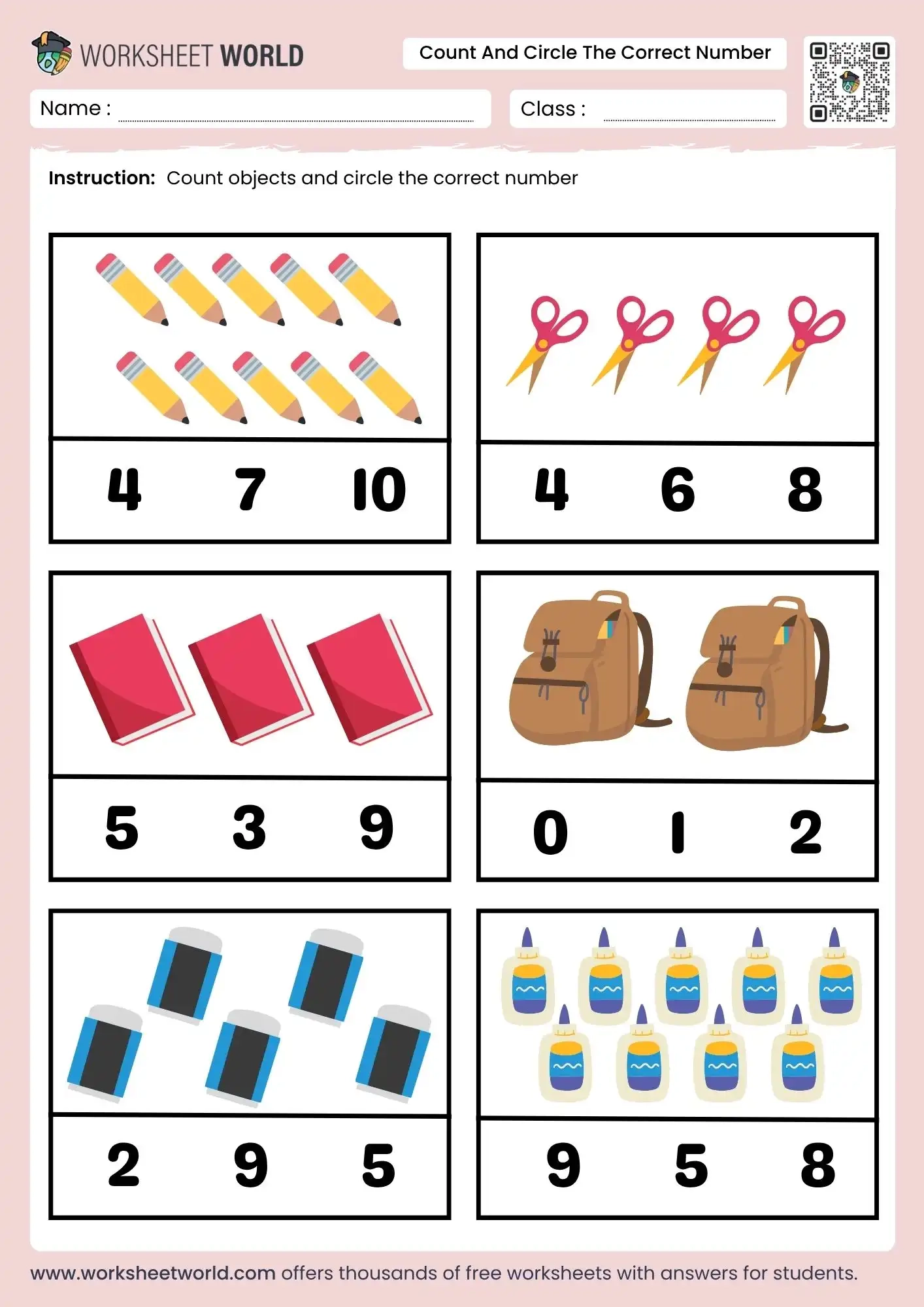 Count And Circle The Correct Number Worksheet 1 10 Worksheet World