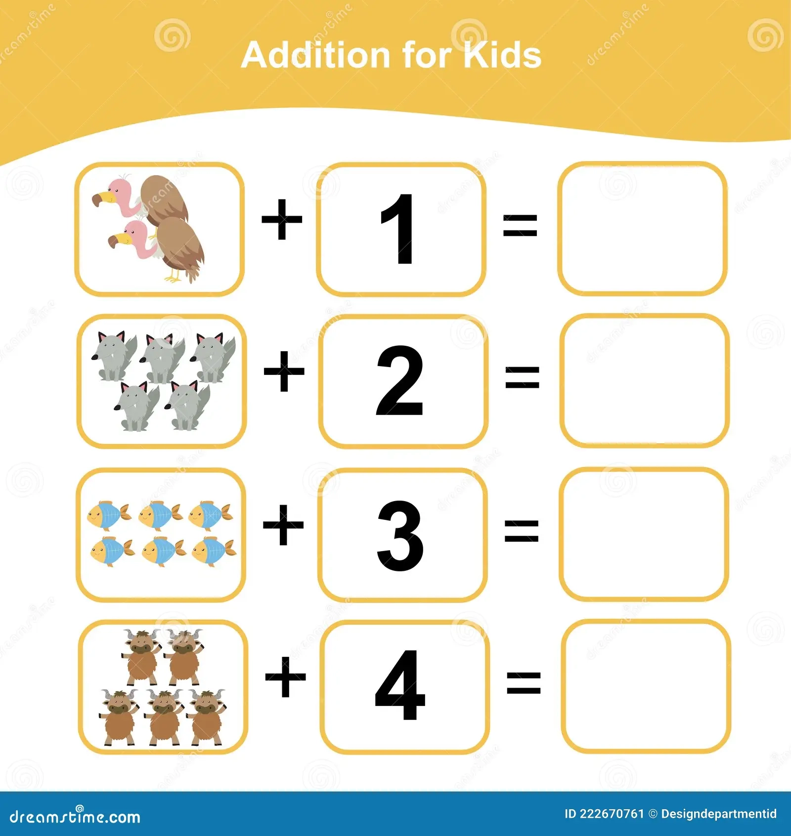 Counting Game For Preschool Children Educational Printable Math Worksheet Stock Vector Illustration Of Preschool Kindergarten 222670761