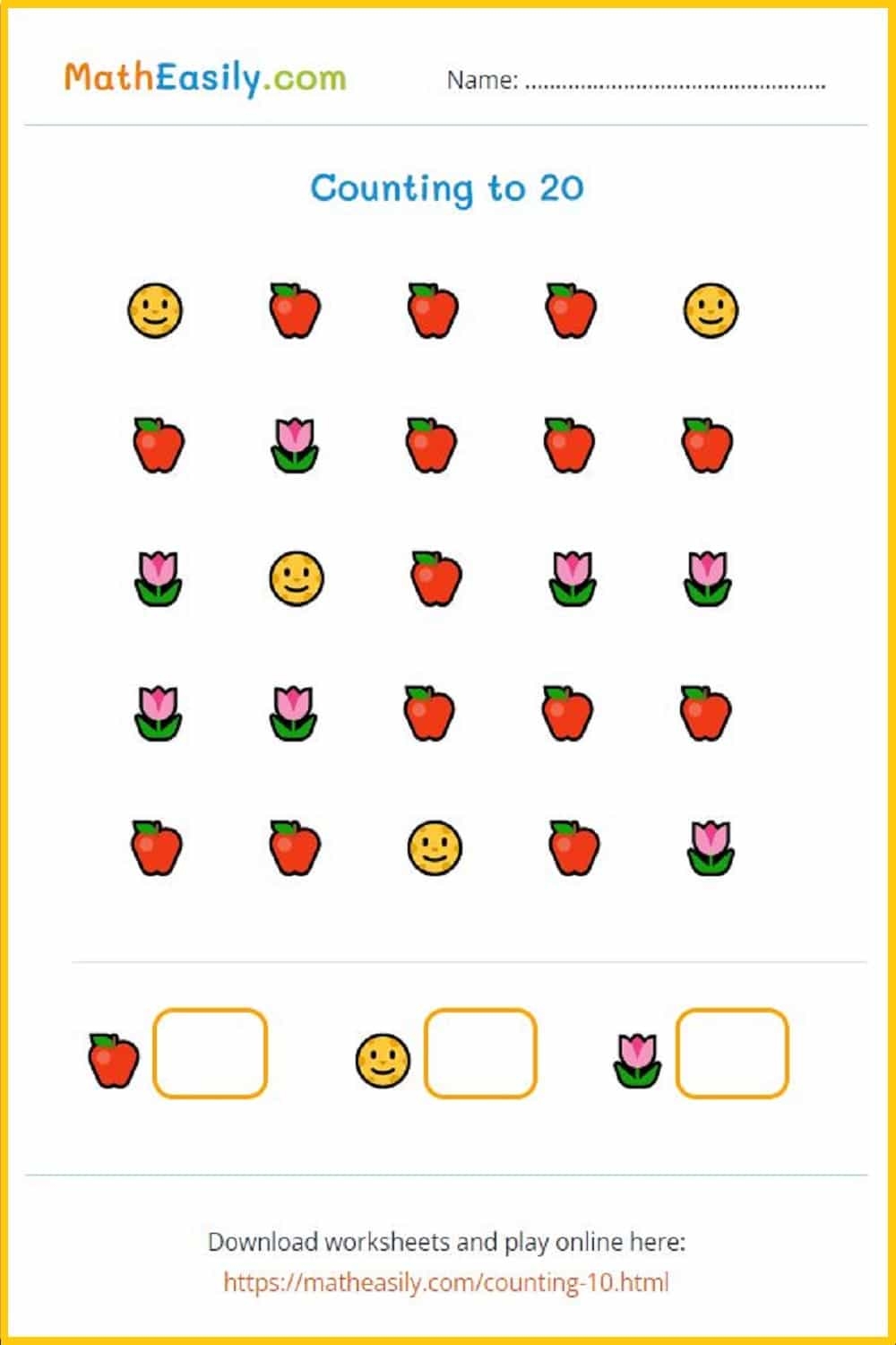 Counting Games For Kindergarten 1 20 Workheets