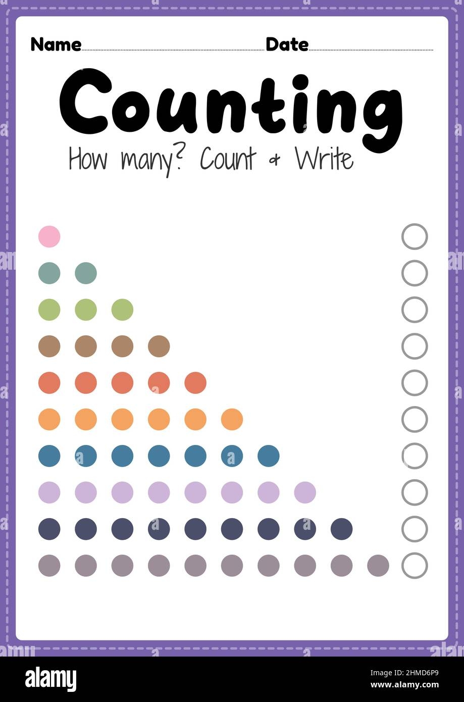 Counting Worksheet Math Printable Sheet For Preschool And Kindergarten Kids Activity To Learn Basic Mathematics Count And Write Skills Stock Photo Alamy Counting Worksheet Math Printable Sheet For Preschool And Kindergarten Kids Activity To Learn Basic Mathematics Count And Write Skills Stock Photo Alamy
