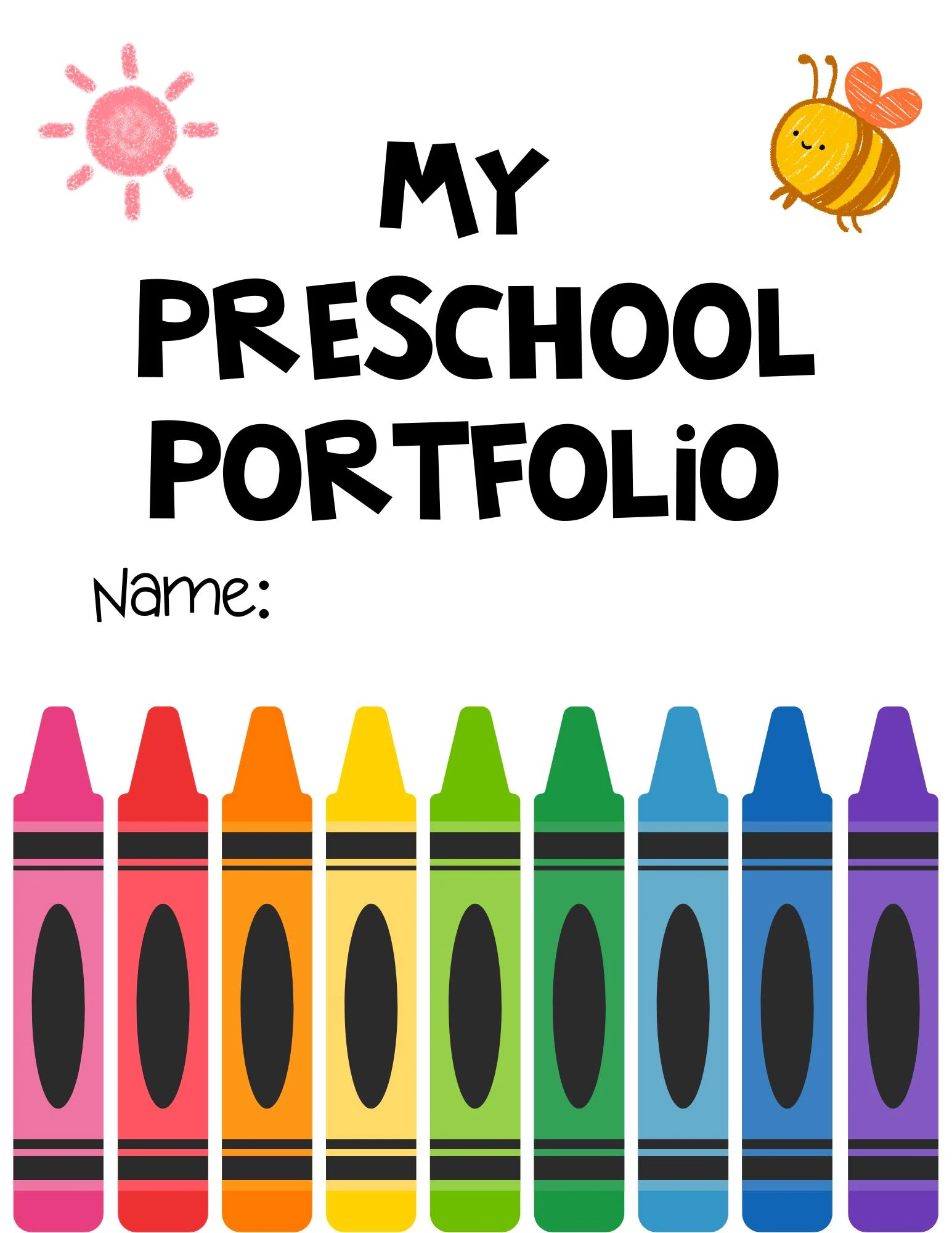 Crayon Portfolio Binder Cover Printable Teacher Or Student Folder PDF Download Etsy