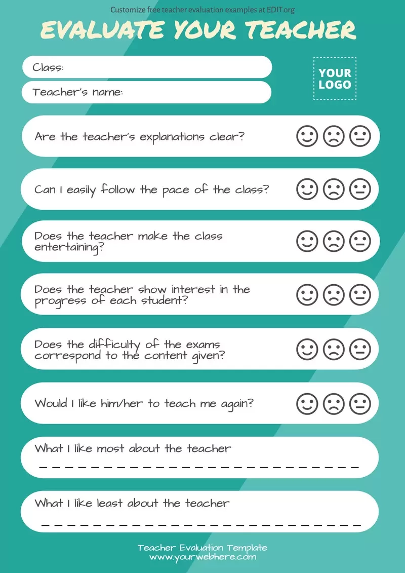 Customizable Teacher Evaluation Examples Online Customizable Teacher Evaluation Examples Online