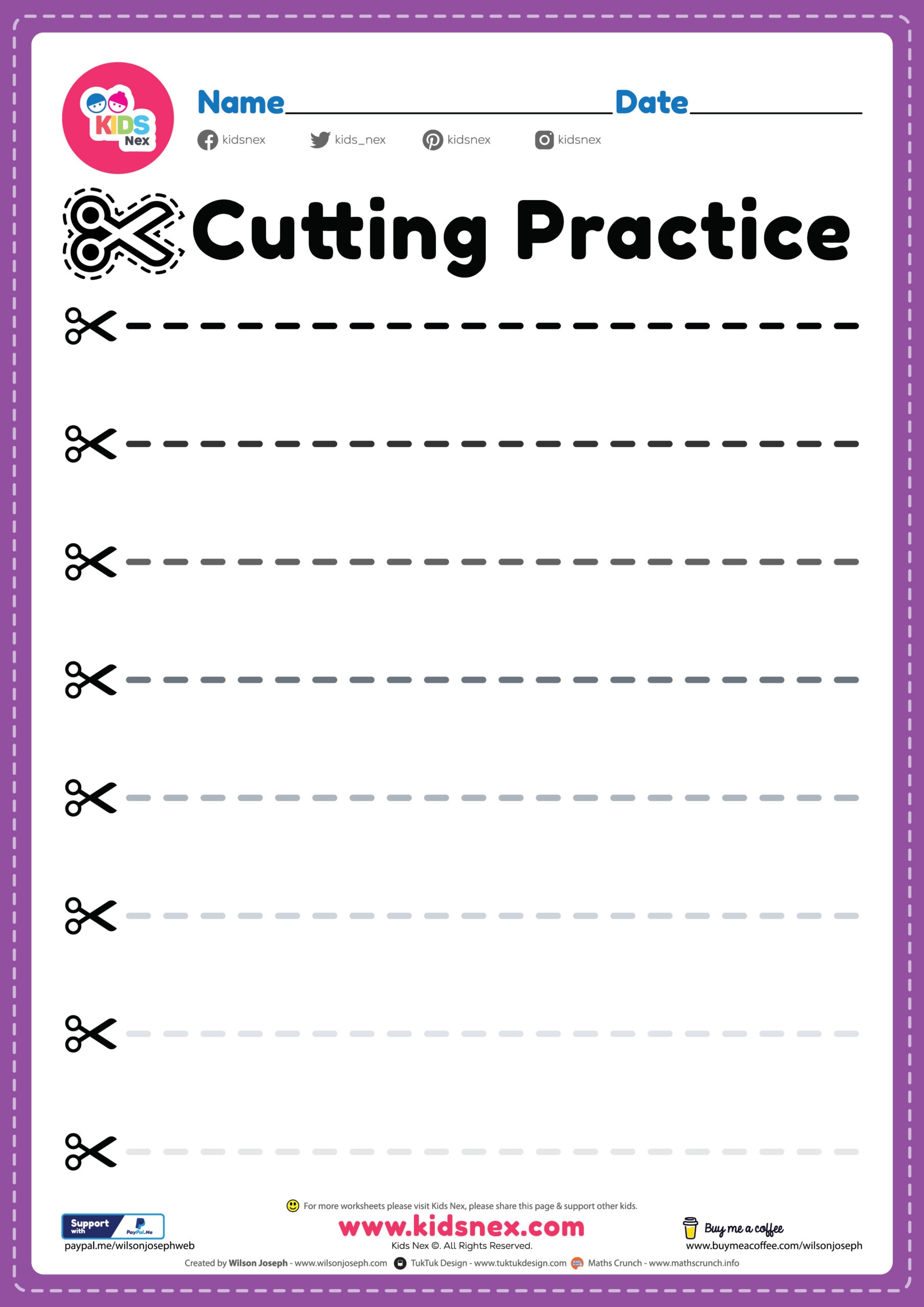 Cut Activity Free Printable PDF Worksheet For Preschool