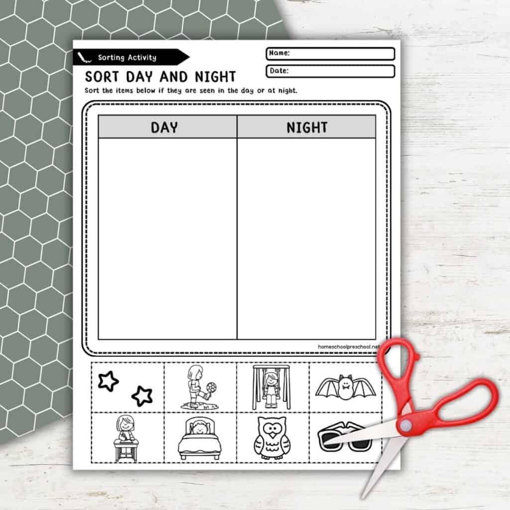 Day And Night Preschool Printables For Fun Learning