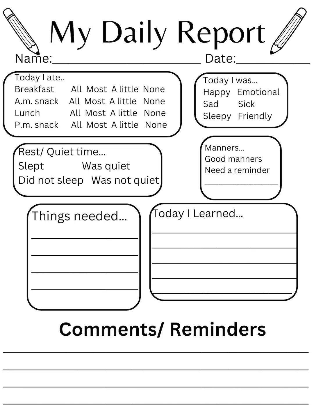 Daycare Daily Report For Teachers digital File Etsy Daycare Daily Report For Teachers digital File Etsy